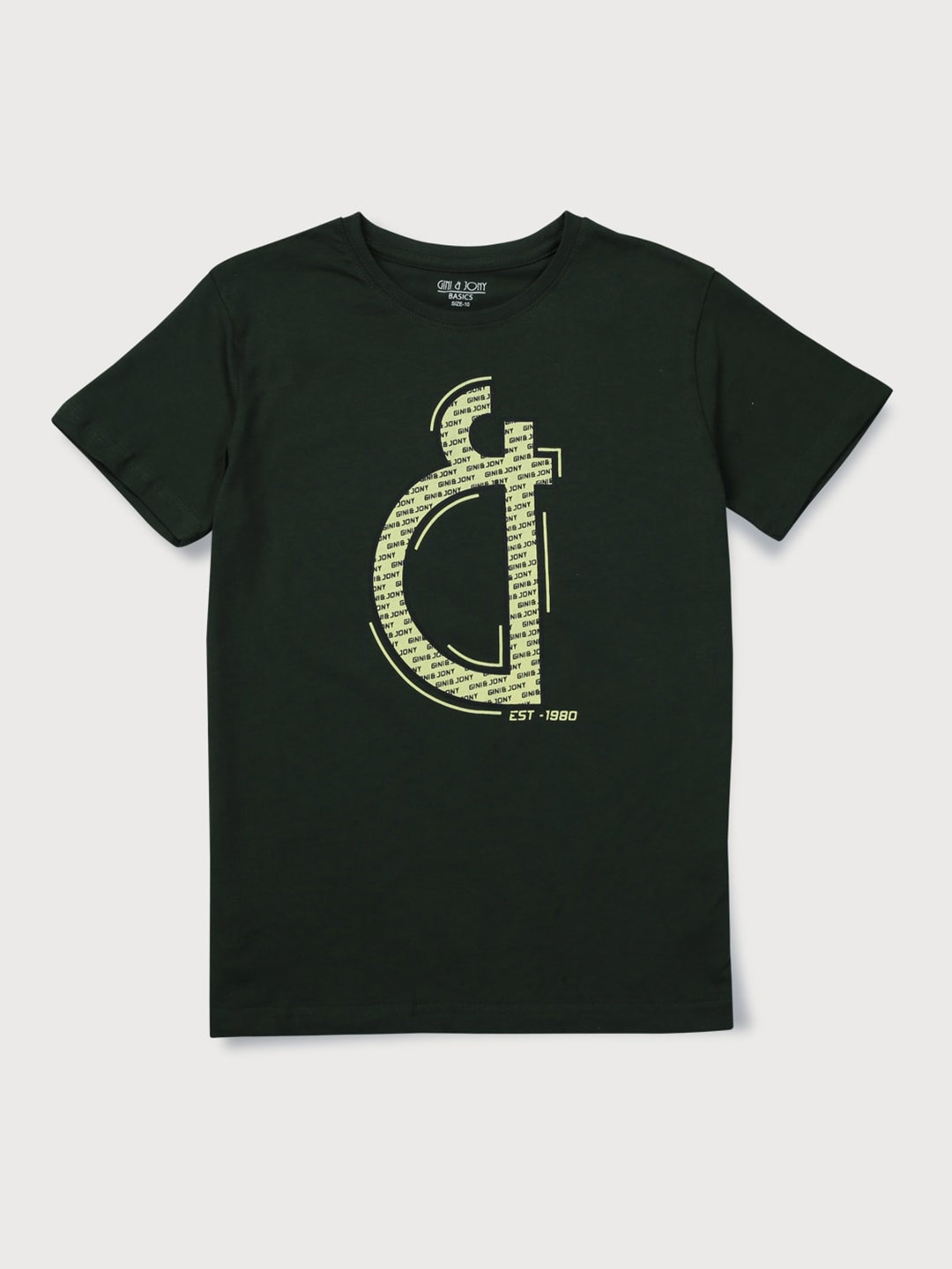

Gini and Jony Boys Pack Of 2 Typography Printed Cotton T-shirt, Navy blue