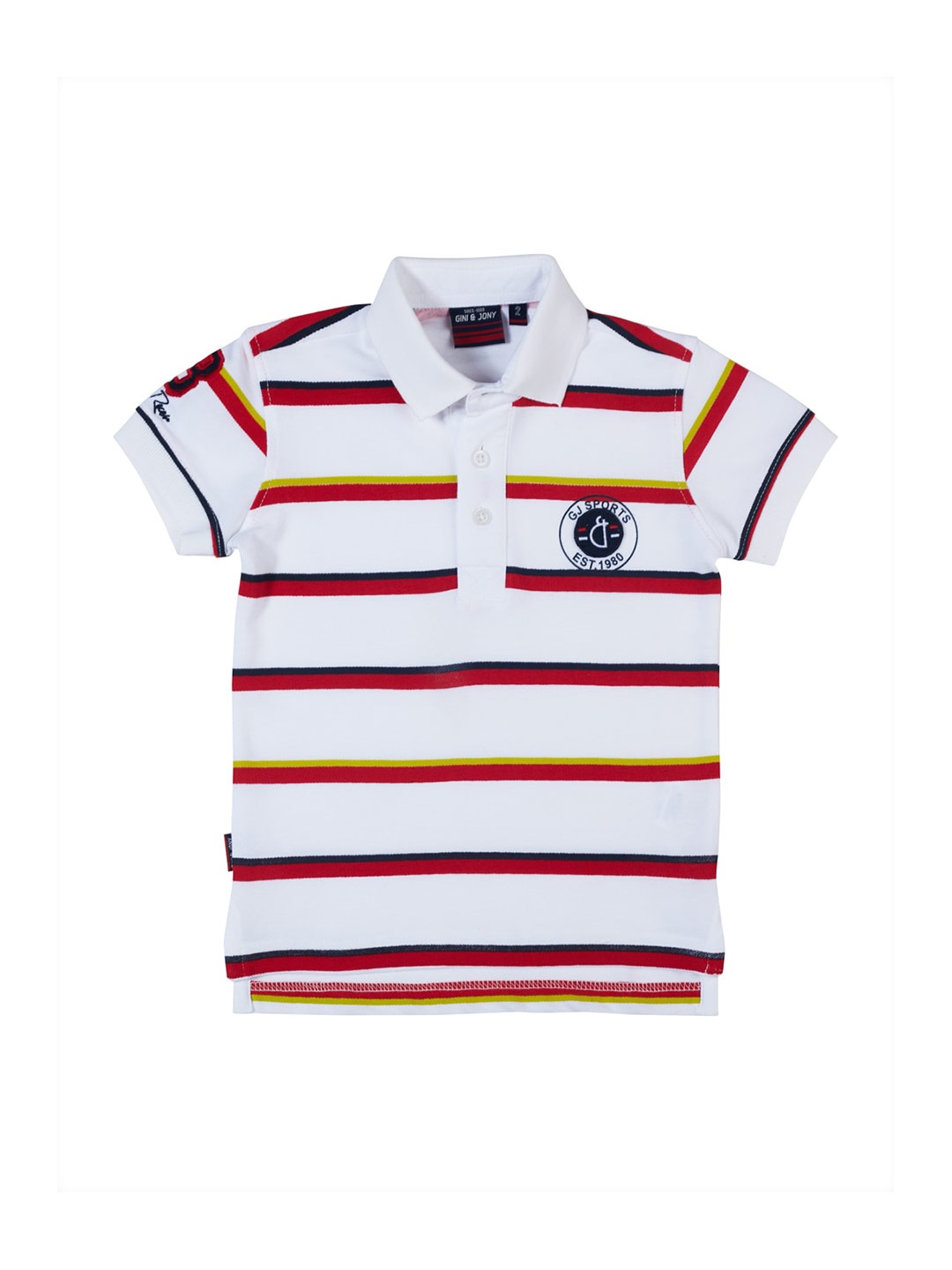 

Gini and Jony Boys Striped Polo Collar Cotton T-shirt, White