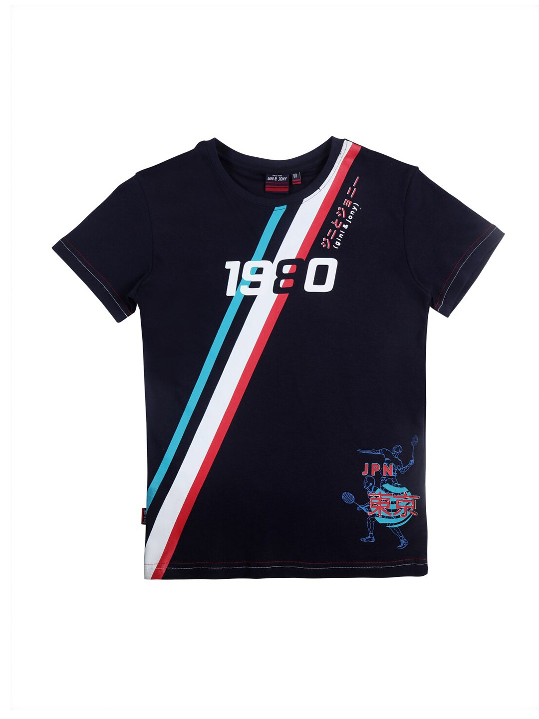 

Gini and Jony Boys Typography Printed T-shirt, Navy blue