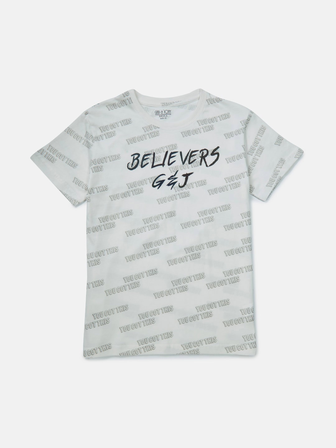 

Gini and Jony Boys Typography Printed Cotton T-shirt, White