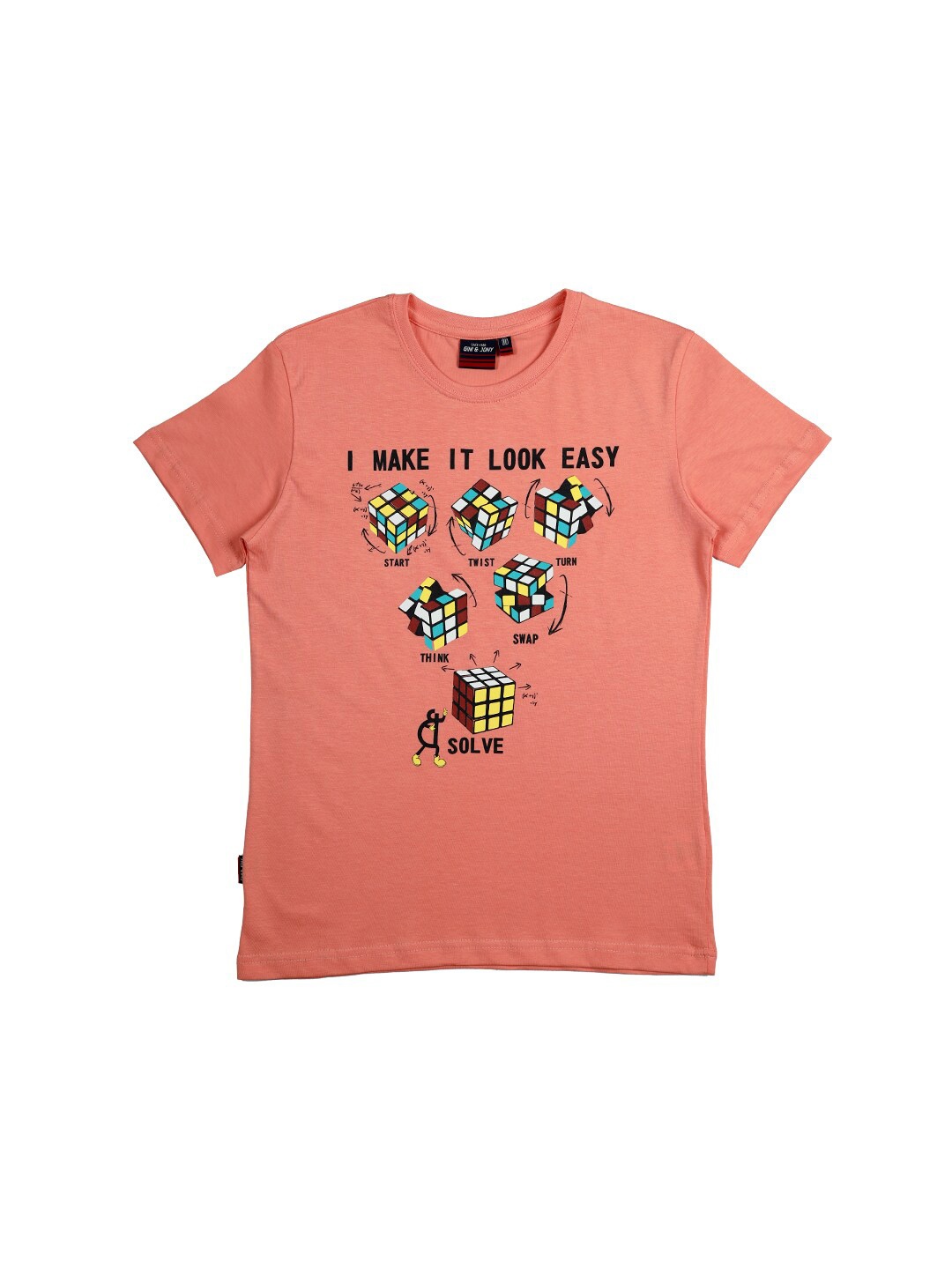 

Gini and Jony Boys Graphic Printed Cotton T-shirt, Coral