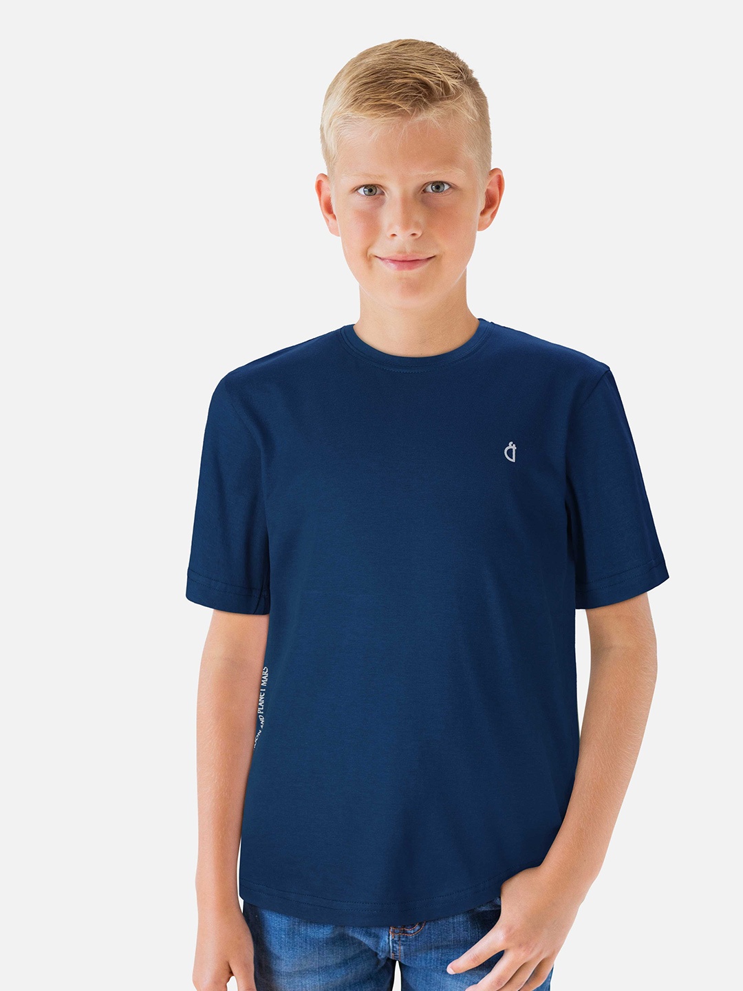 

Gini and Jony Boys Round Neck Printed Cotton T-shirt, Blue