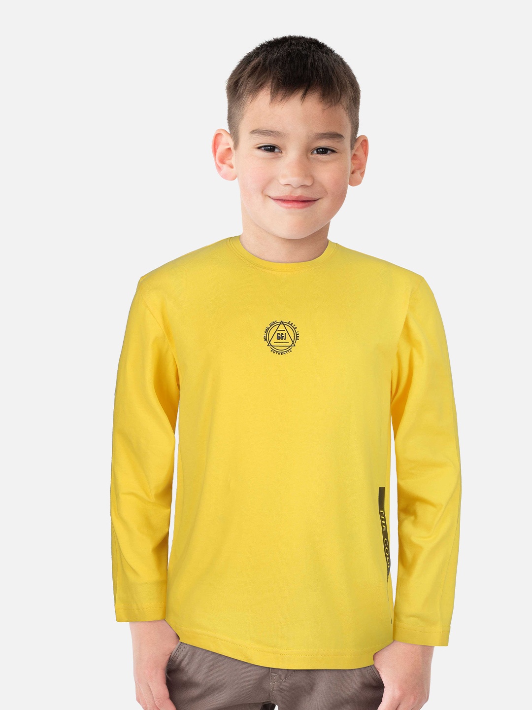 

Gini and Jony Boys Round Neck Cotton T-shirt, Yellow