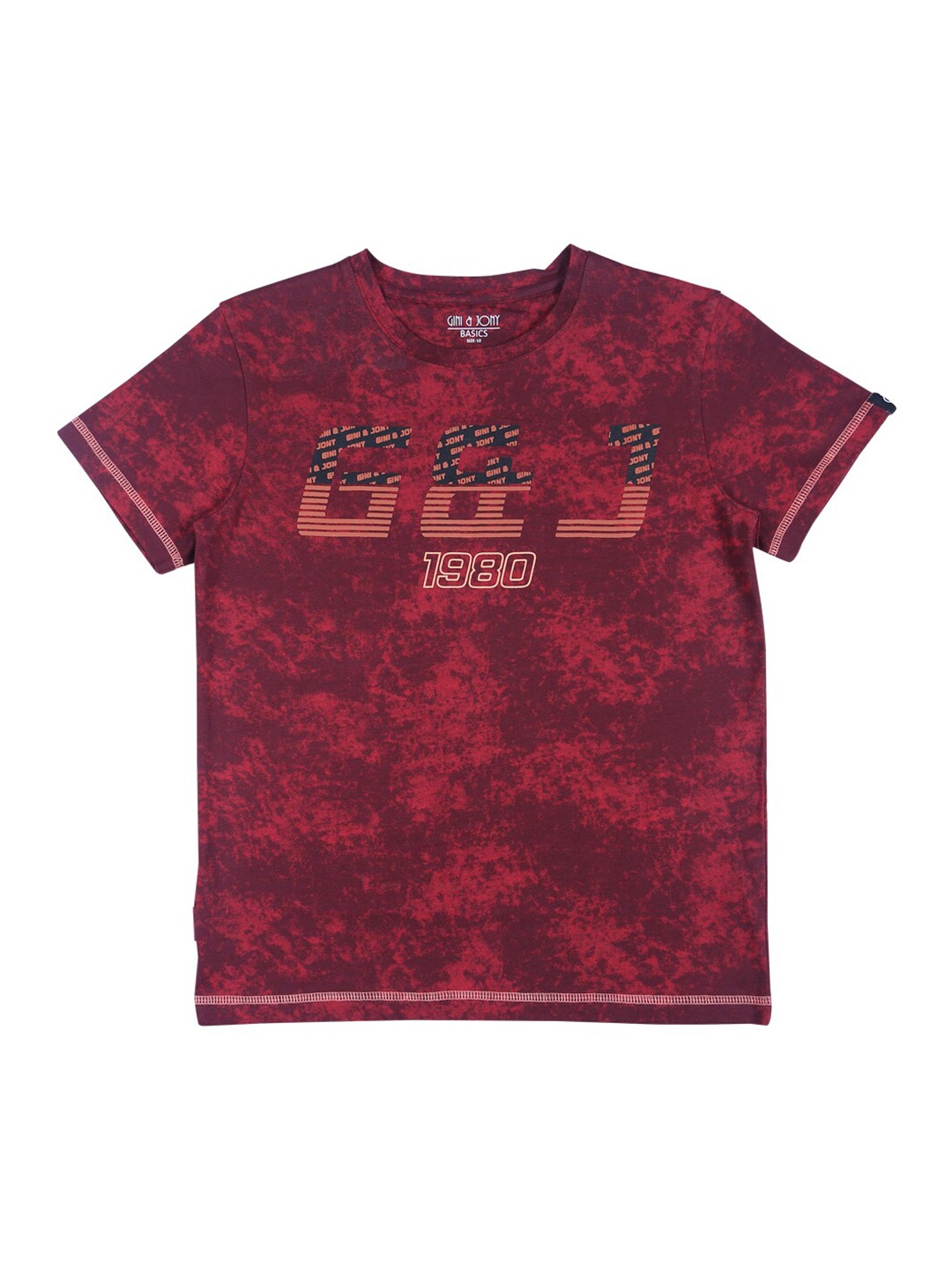 

Gini and Jony Boys Abstract Printed Cotton T-shirt, Red