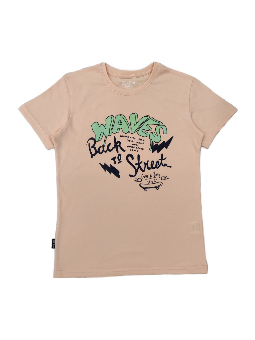 

Gini and Jony Boys Typography Printed Cotton T-shirt, Beige