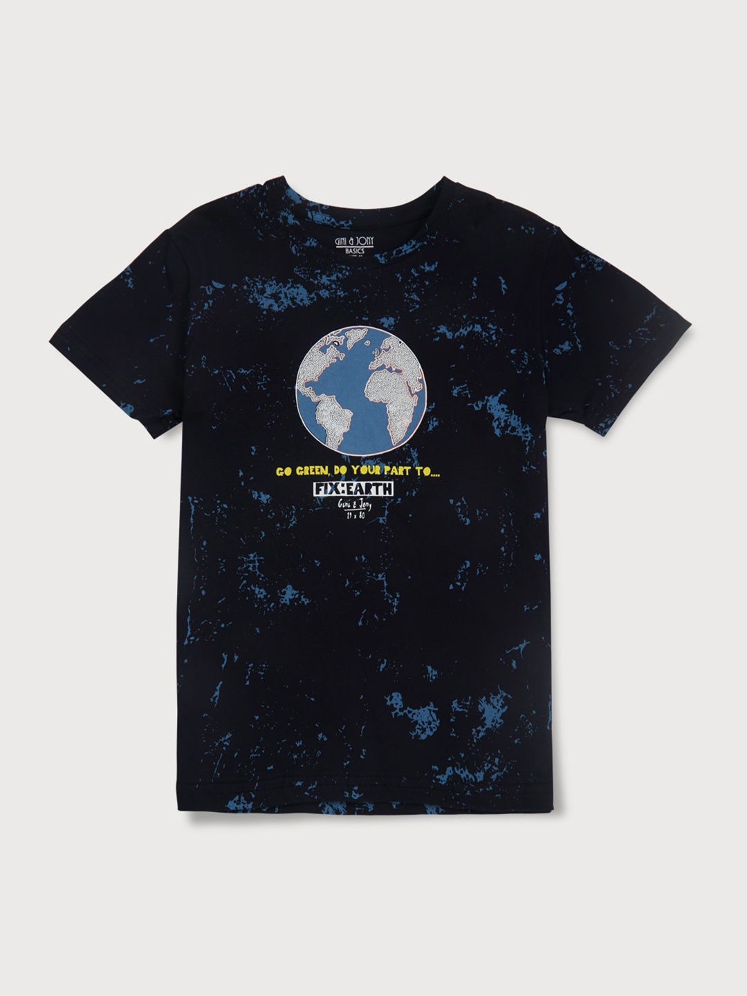 

Gini and Jony Boys Typography Printed Cotton T-shirt, Navy blue