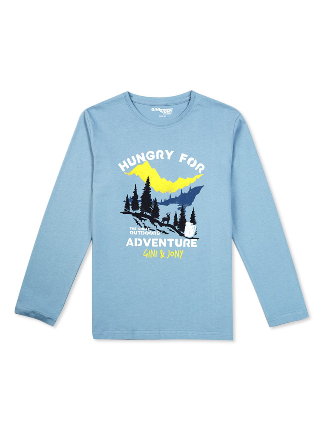 

Gini and Jony Boys Typography Printed Long Sleeve Cotton T-shirt, Blue