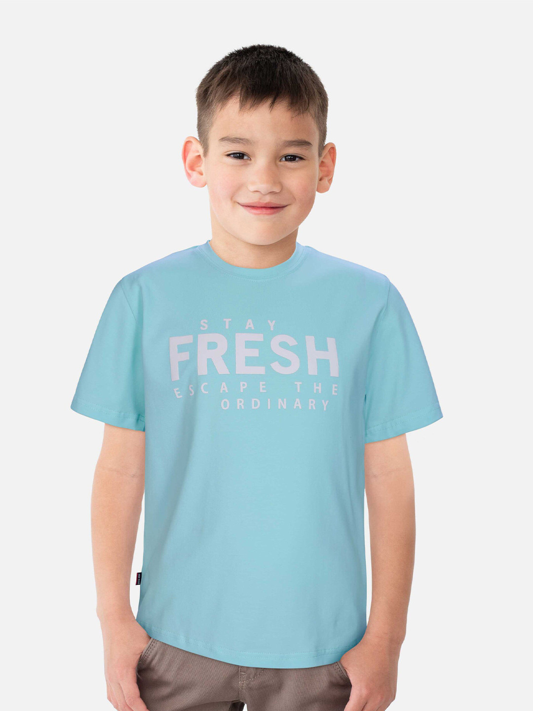 

Gini and Jony Boys Round Neck Typography Printed Cotton T-shirt, Blue