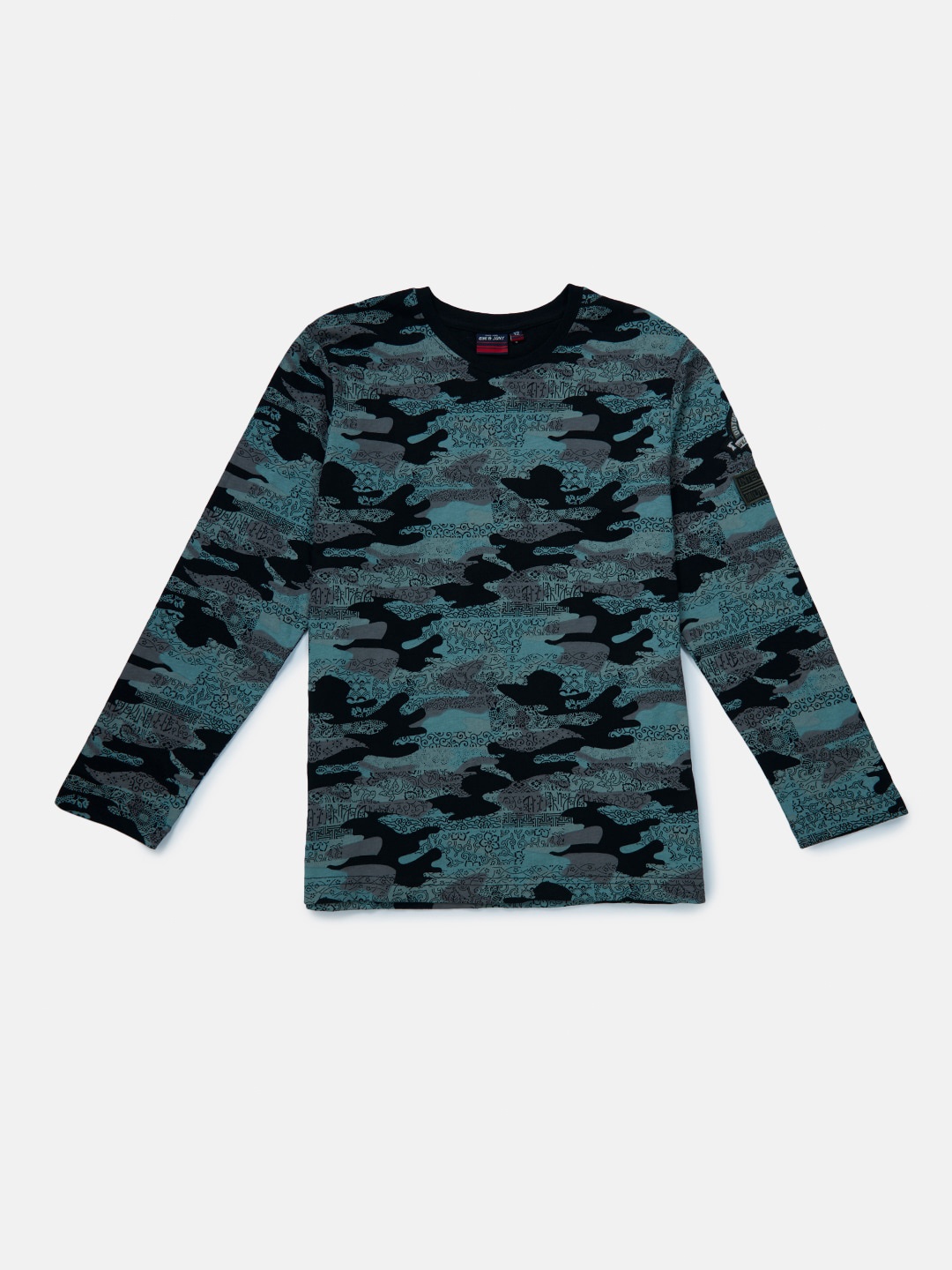 

Gini and Jony Boys Long Sleeves Camouflage Printed Cotton T-shirt, Black