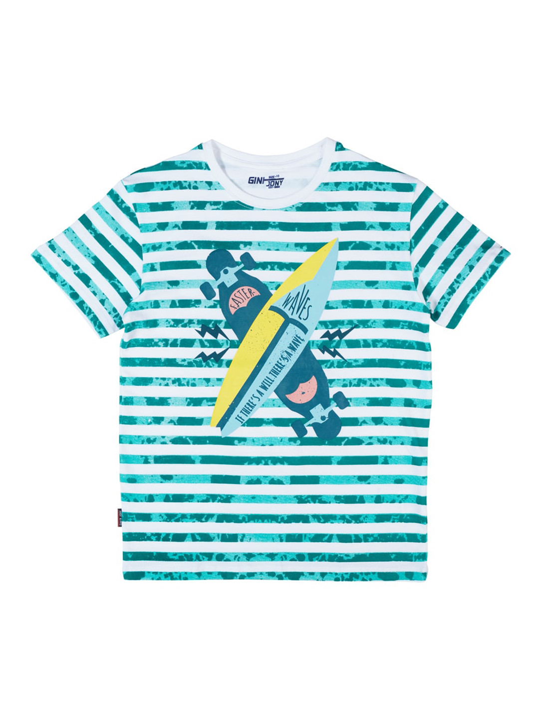 

Gini and Jony Infant Boys Striped Cotton T-shirt, Teal