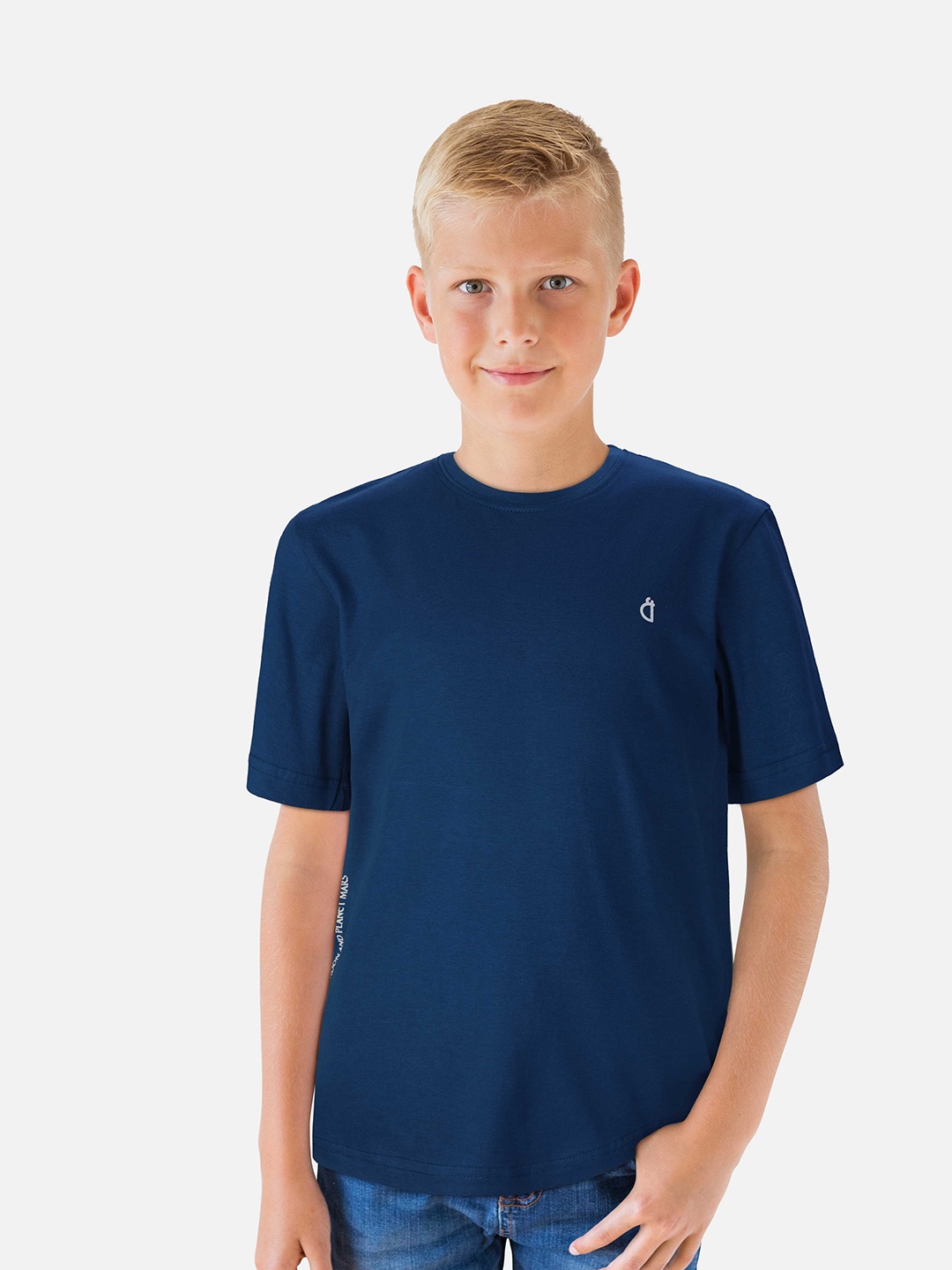 

Gini and Jony Boys Round Neck cotton T-shirt, Blue