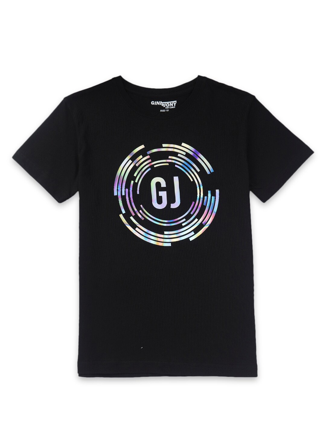 

Gini and Jony Boys Printed Cotton T-shirt, Black
