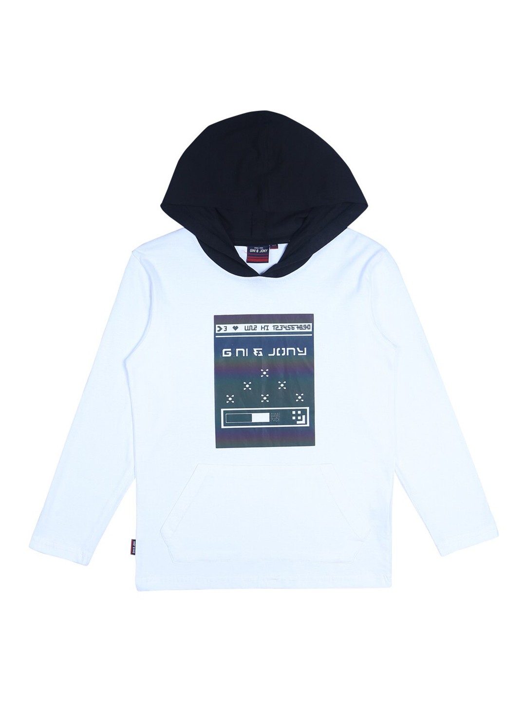 

Gini and Jony Boys Typography Printed Hooded Cotton Sweatshirt, White