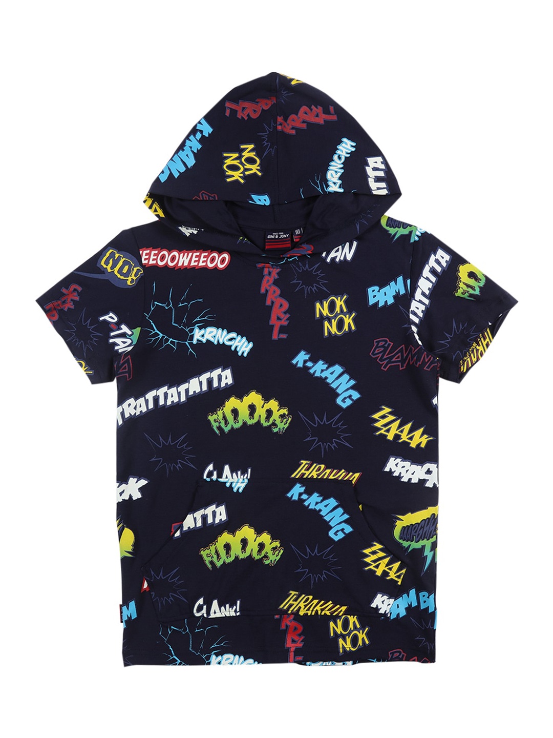 

Gini and Jony Infant Boys Typography Printed Hooded Cotton Sweatshirt, Navy blue