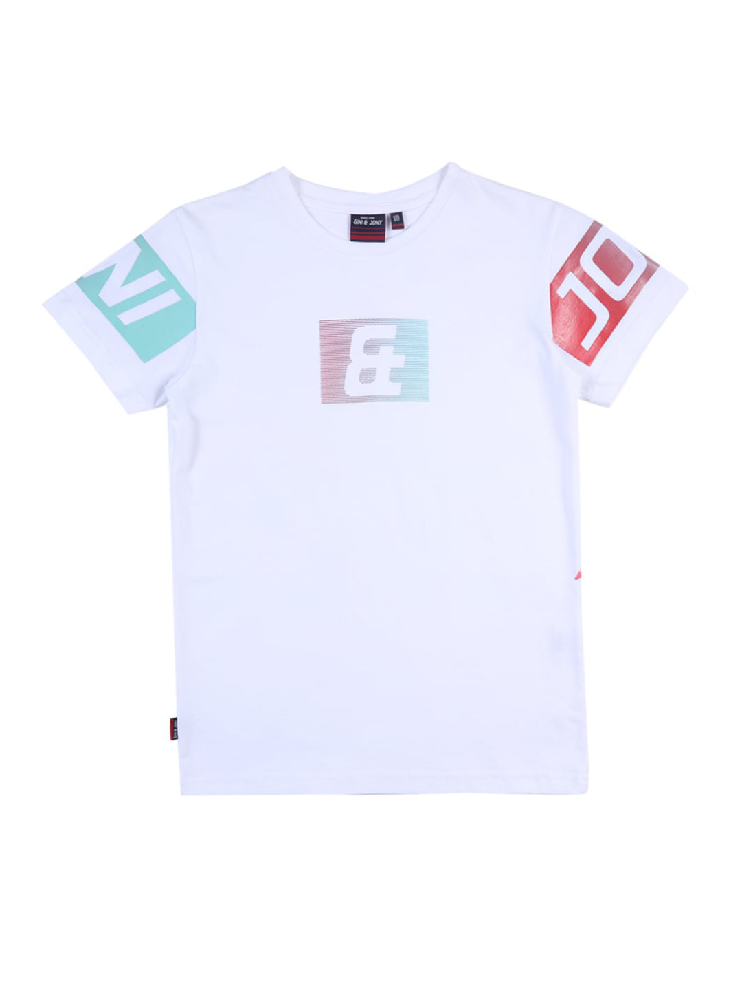 

Gini and Jony Infant Boys Round Neck Cotton T-shirt, White