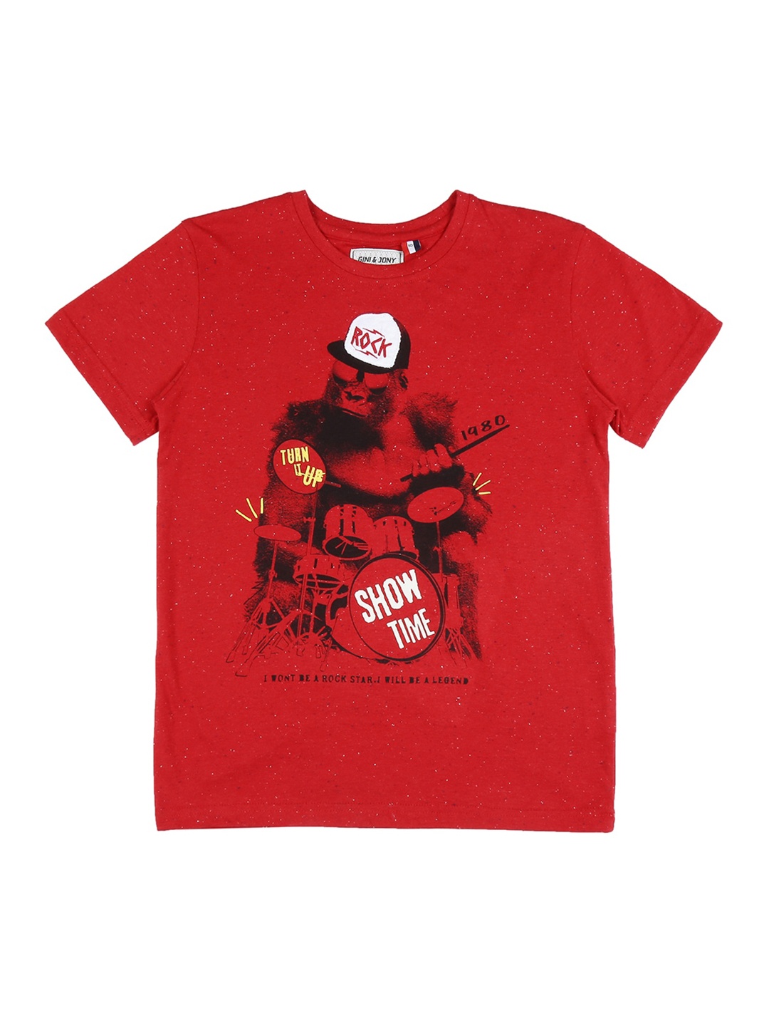 

Gini and Jony Boys Graphic Printed Cotton T-shirt, Red