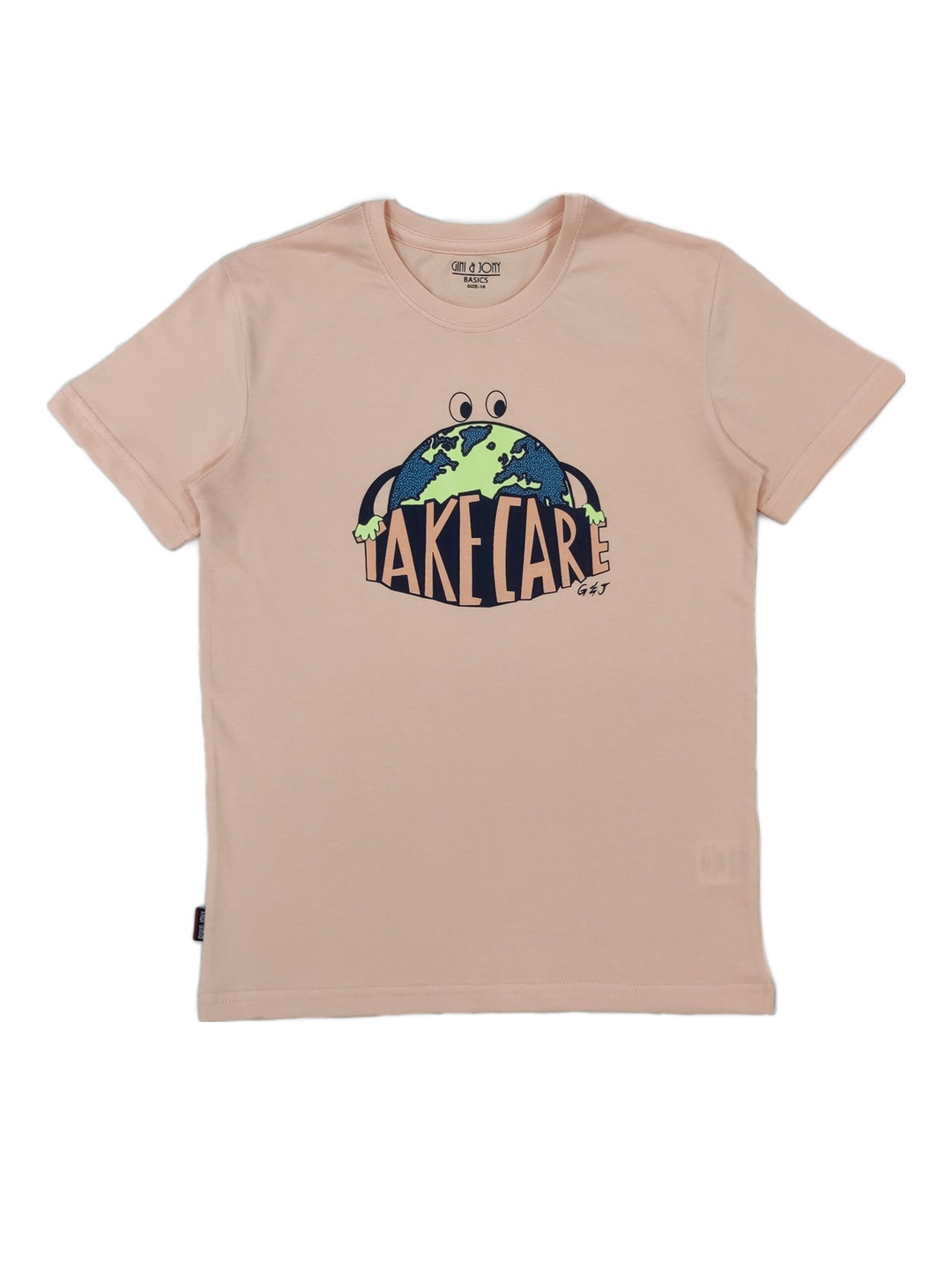 

Gini and Jony Boys Typography Printed Cotton T-shirt, Peach