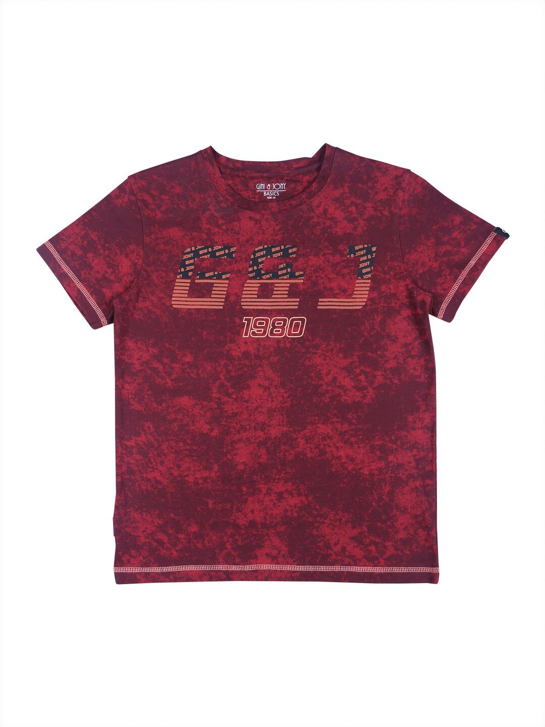 

Gini and Jony Boys Abstract Printed Cotton T-shirt, Red