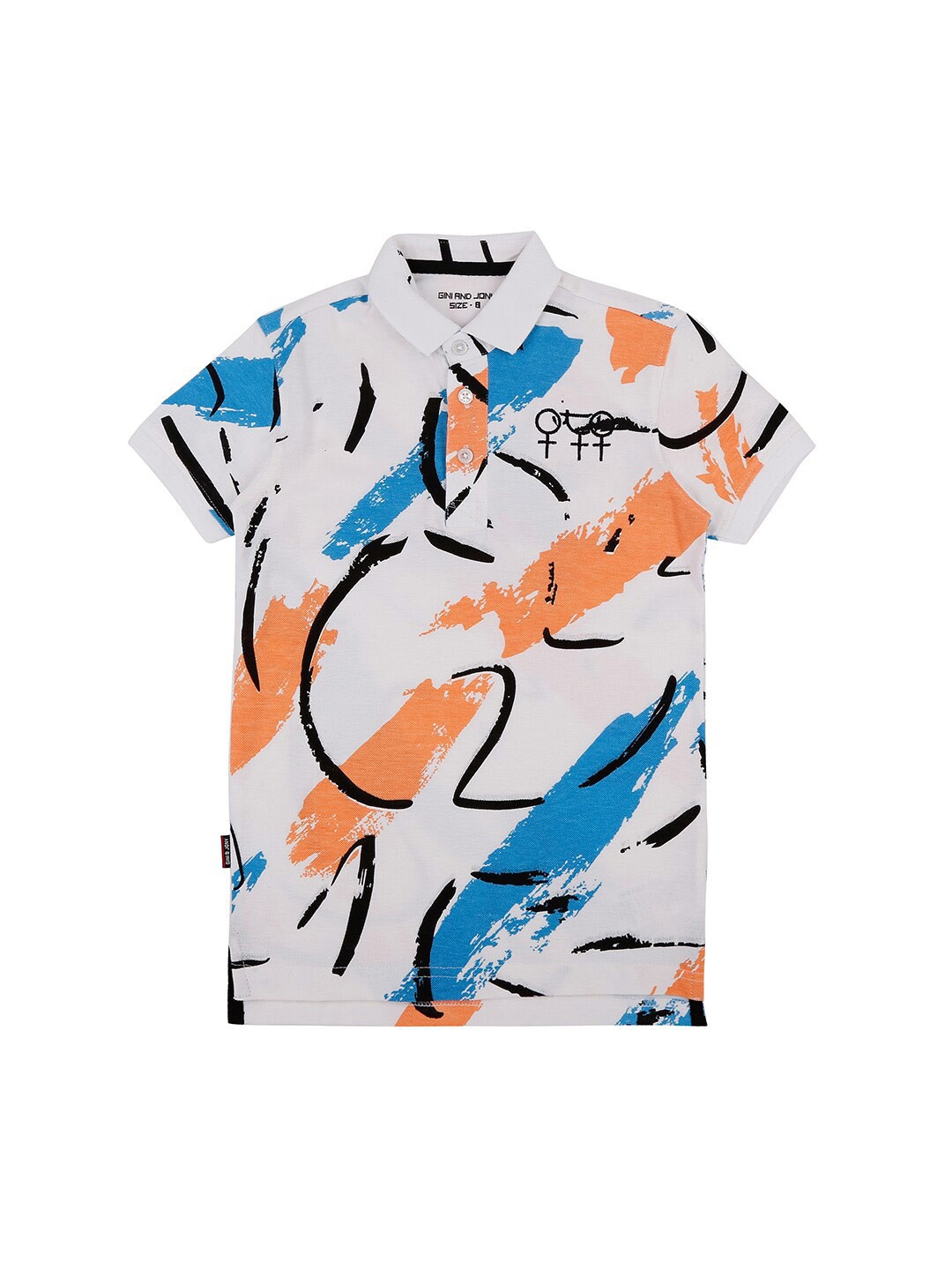 

Gini and Jony Infant Boys Abstract Printed Cotton T-shirt, White