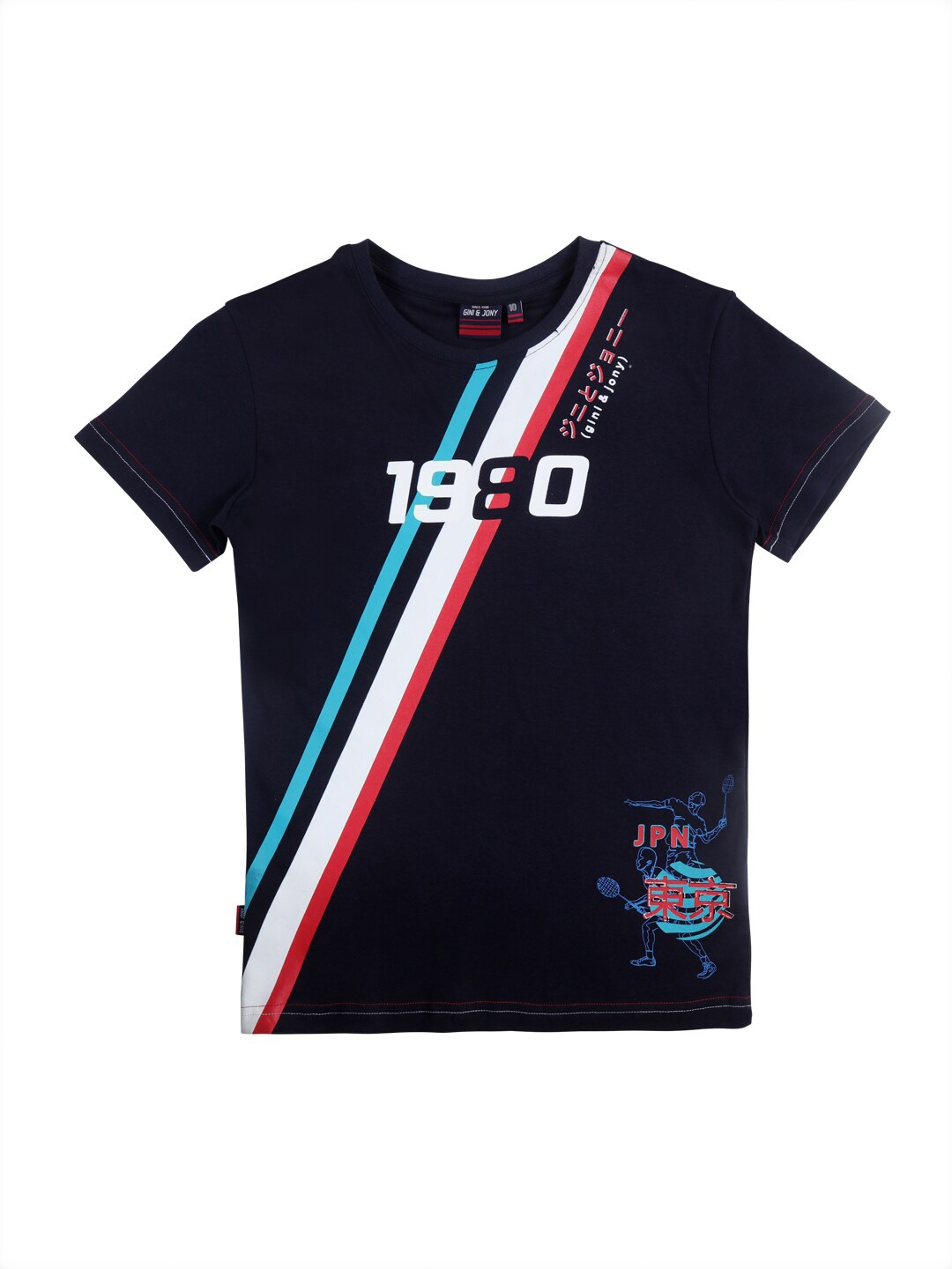 

Gini and Jony Boys Typography Printed T-shirt, Navy blue