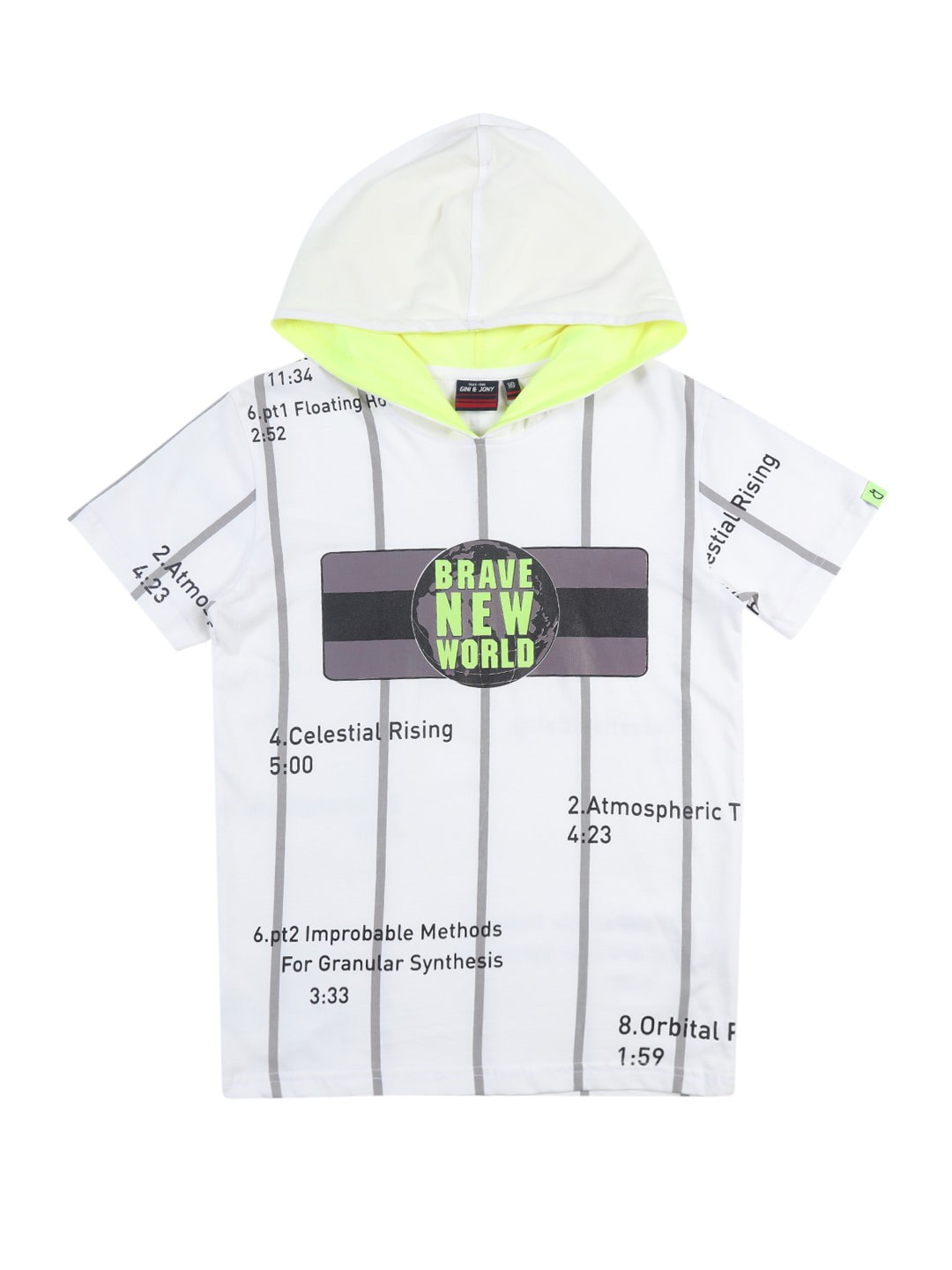 

Gini and Jony Boys Striped Hooded T-shirt, White