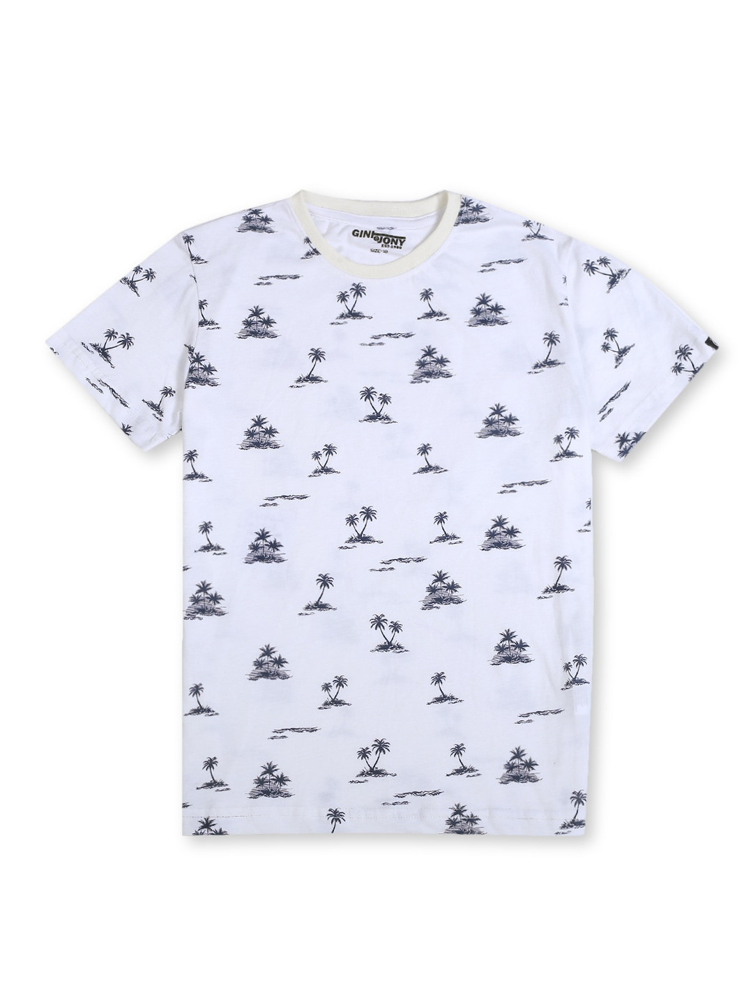 

Gini and Jony Boys Tropical Printed Cotton T-shirt, White