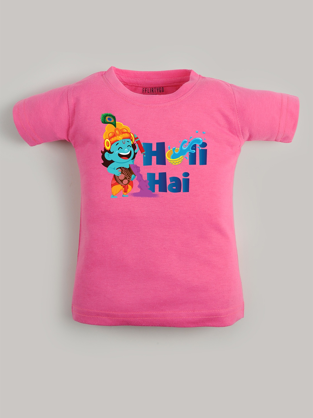 

FFLIRTYGO Kids Typography Printed Cotton T-shirt, Pink