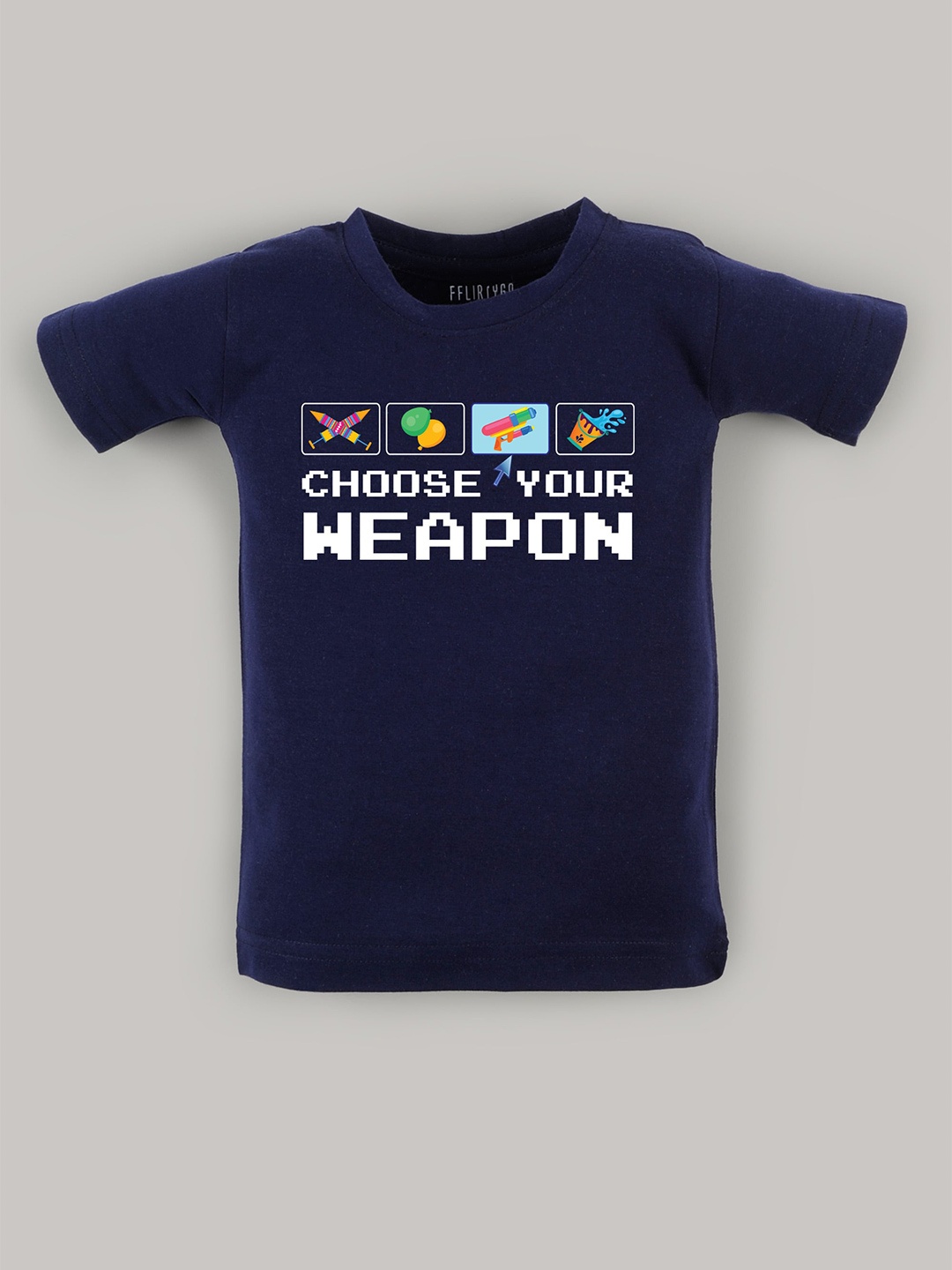 

FFLIRTYGO Kids Graphic Printed Round Neck Cotton T-shirt, Navy blue