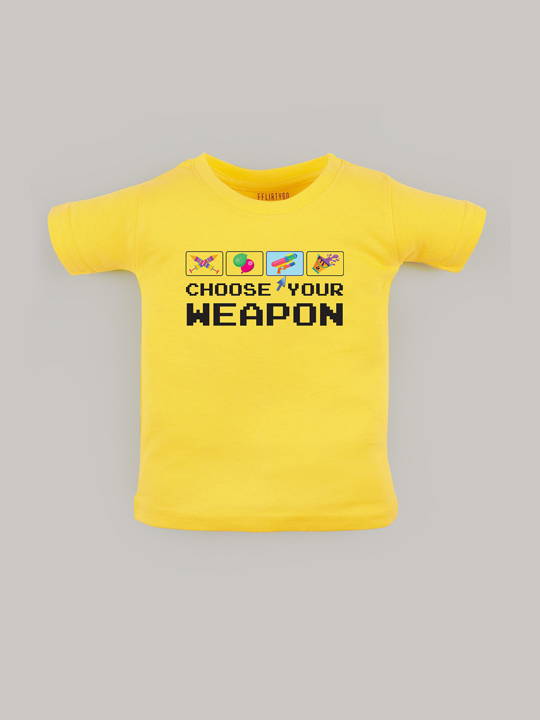 

FFLIRTYGO Kids Typography Printed Cotton T-shirt, Yellow