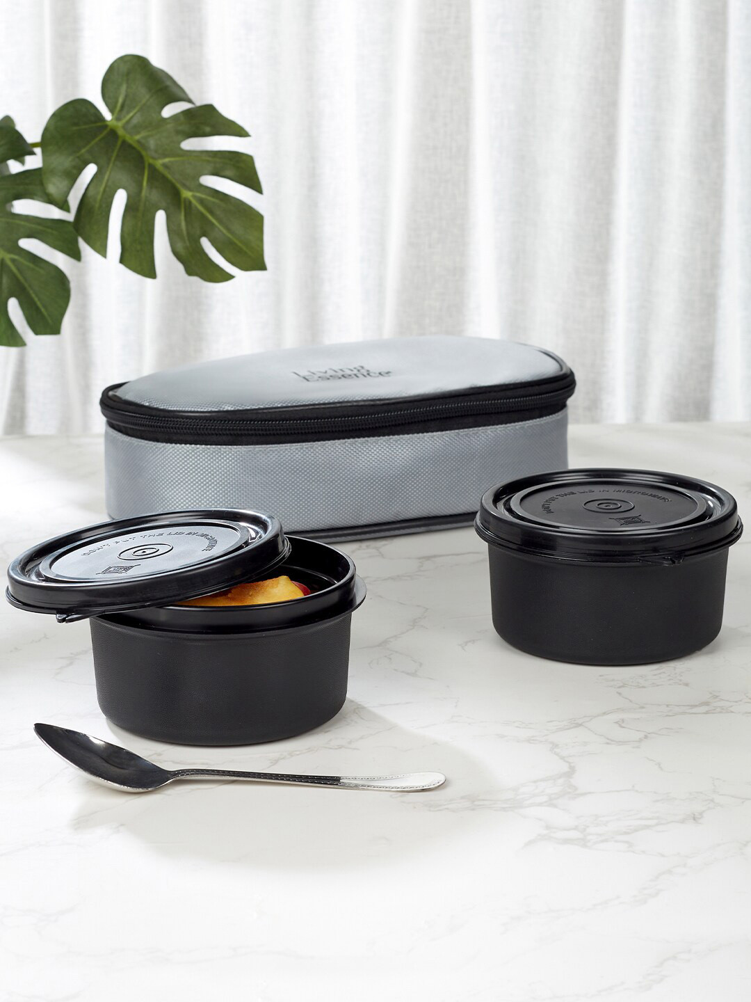 

HomeTown Grey 2 Pcs Stainless Steel Lunch Box 400 ml with Cover Bag