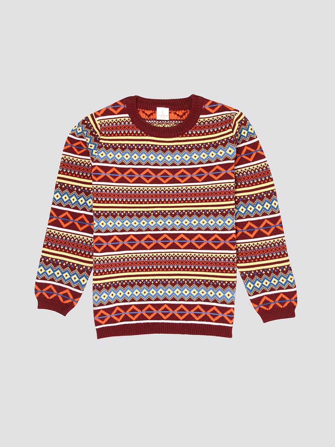 

PORTOBELLO Girls Acrylic Round Neck Printed Pullover, Red
