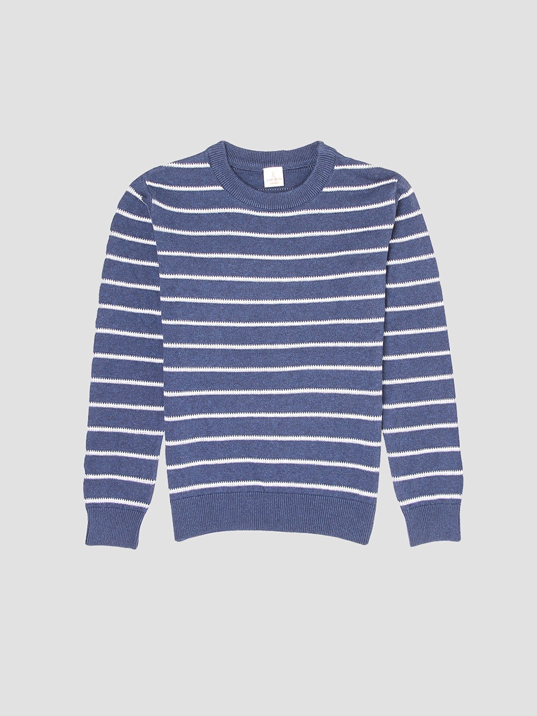 

PORTOBELLO Boys Round Neck Long Sleeves Acrylic Striped Pullover, Blue