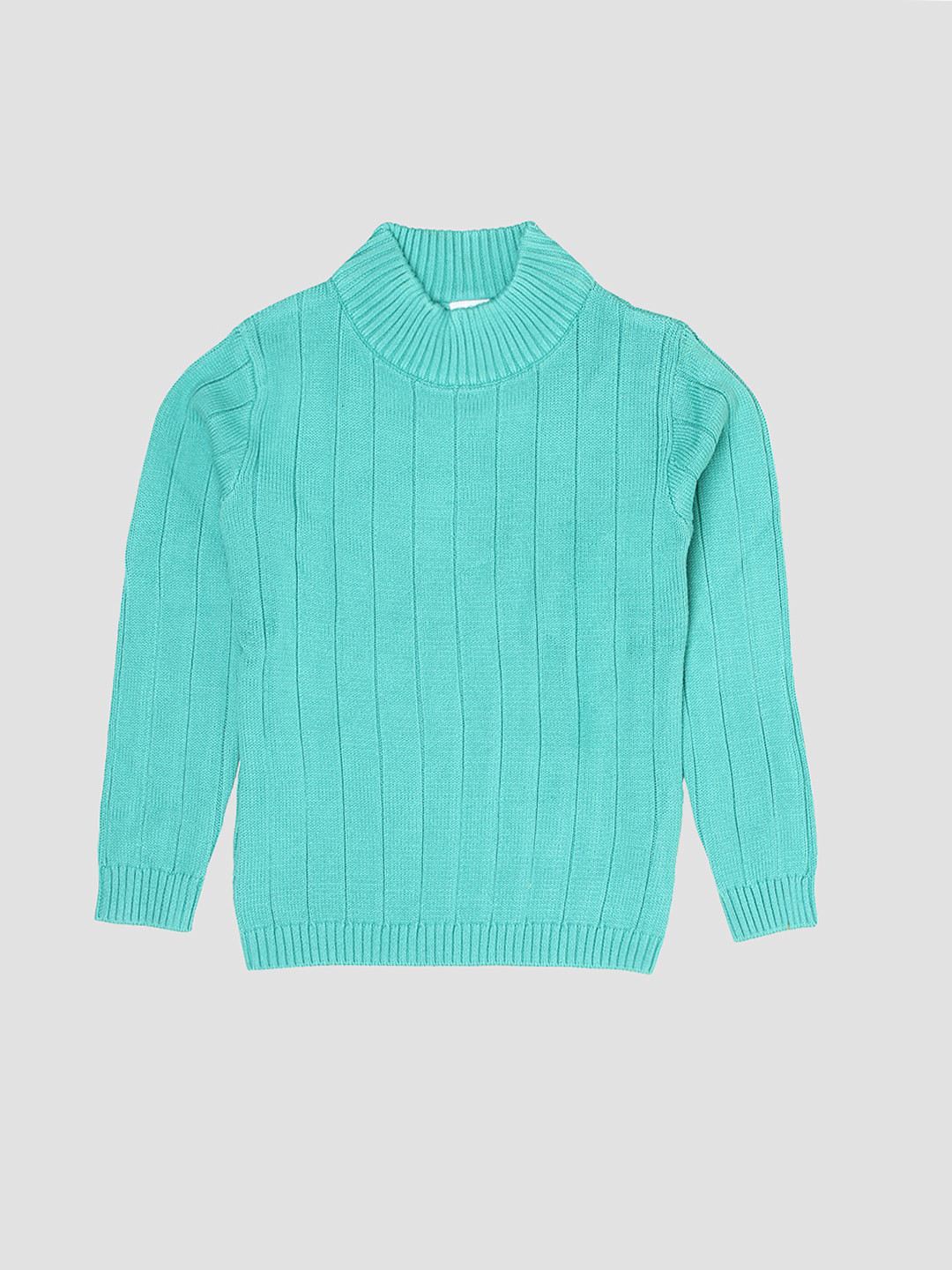 

PORTOBELLO Girls Turtle Neck Acrylic Ribbed Pullover, Blue