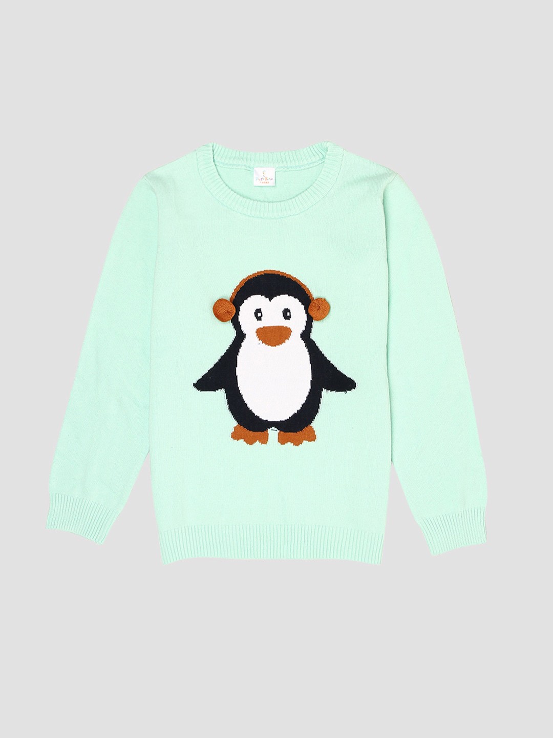 

PORTOBELLO Round Neck Graphic Acrylic Pullover, Green