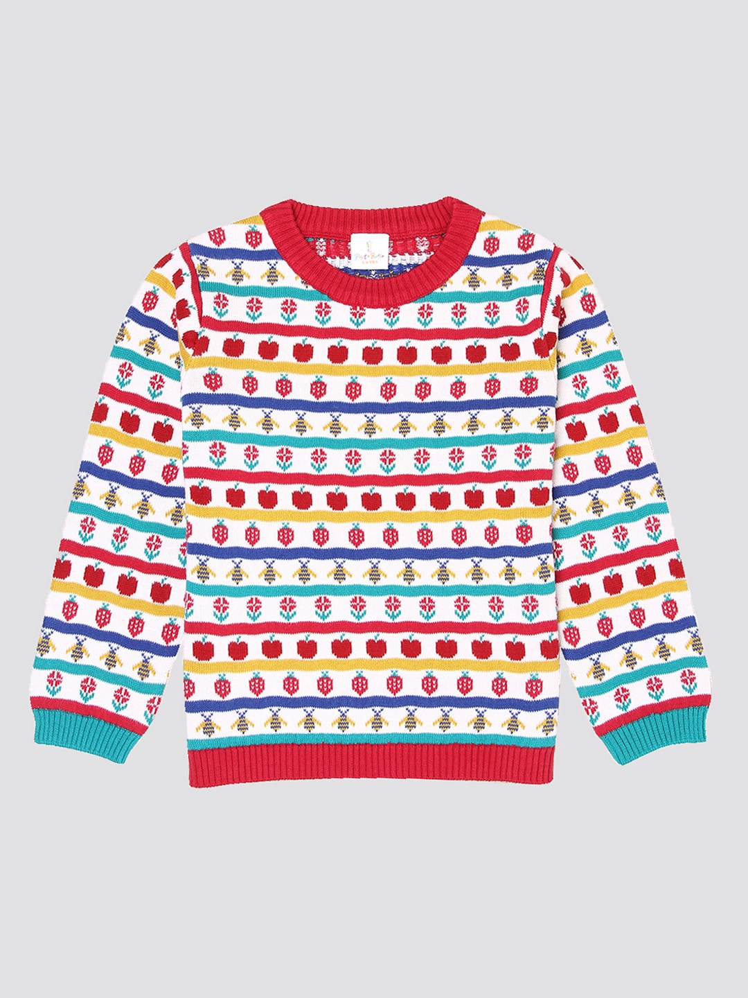 

PORTOBELLO Girls Printed Graphic Acrylic Pullover, White