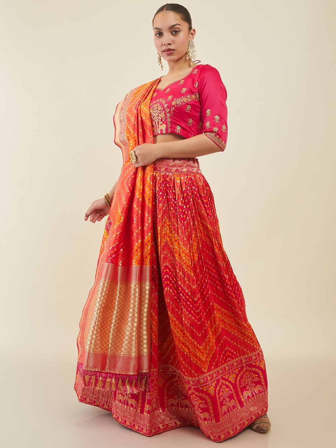 

Soch Embroidered Art Silk Unstitched Lehenga & Blouse With Dupatta, Mustard