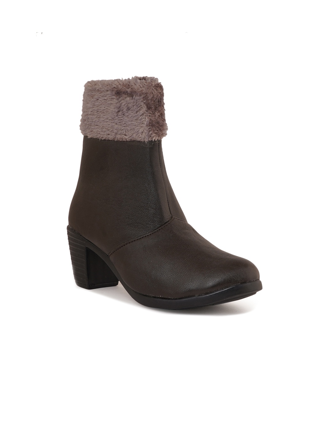 

SAPATOS Women Block Heeled Winter Boots, Brown