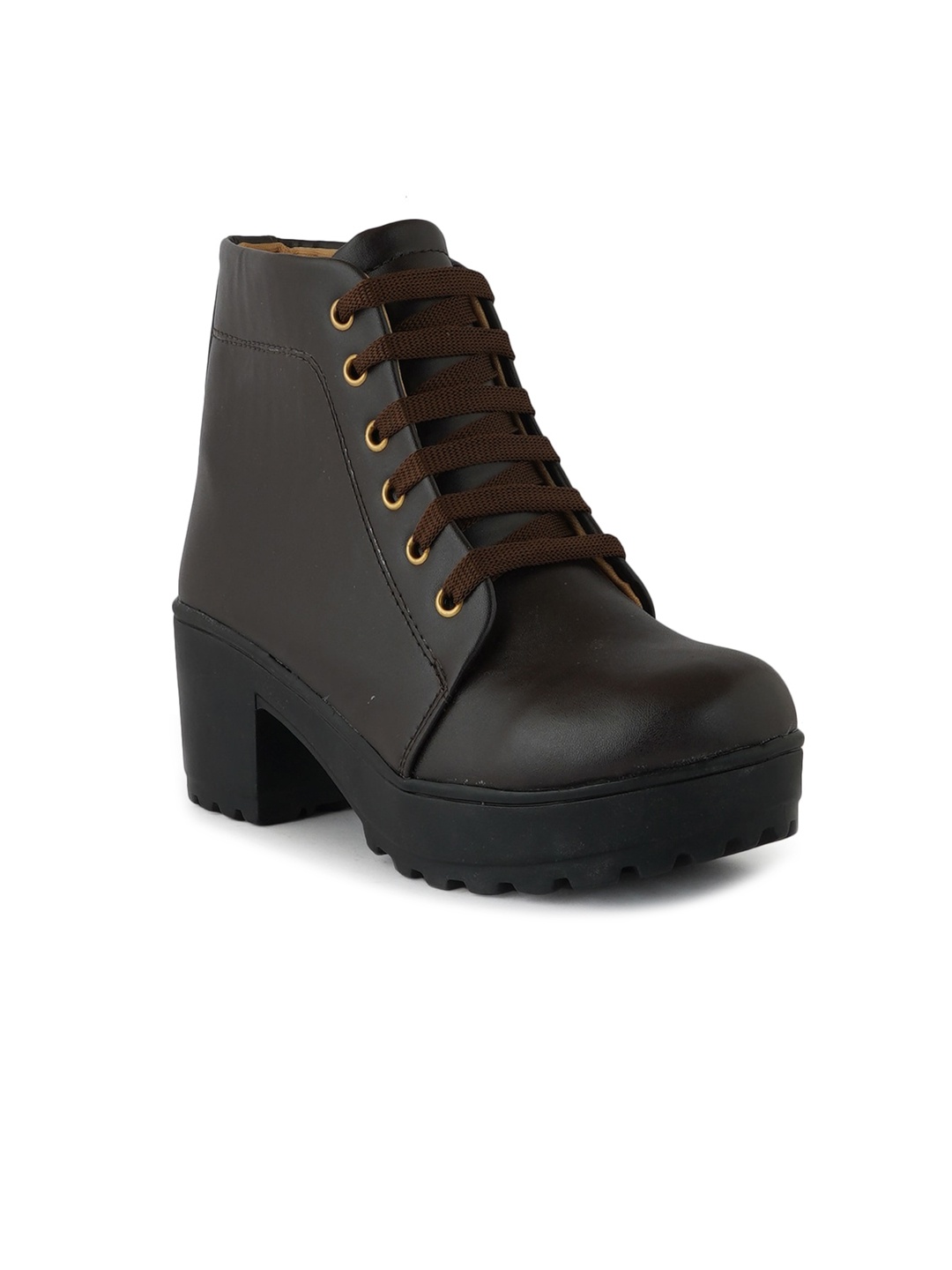 

SAPATOS Women Block Heeled Regular Boots, Brown