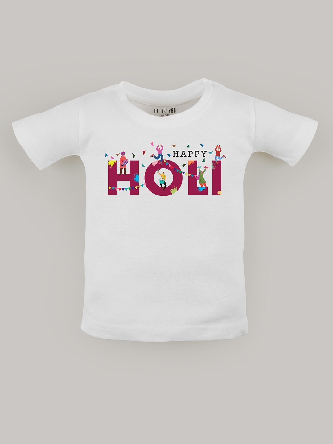 

FFLIRTYGO Kids Round Neck Typography Printed Cotton T-shirt, White