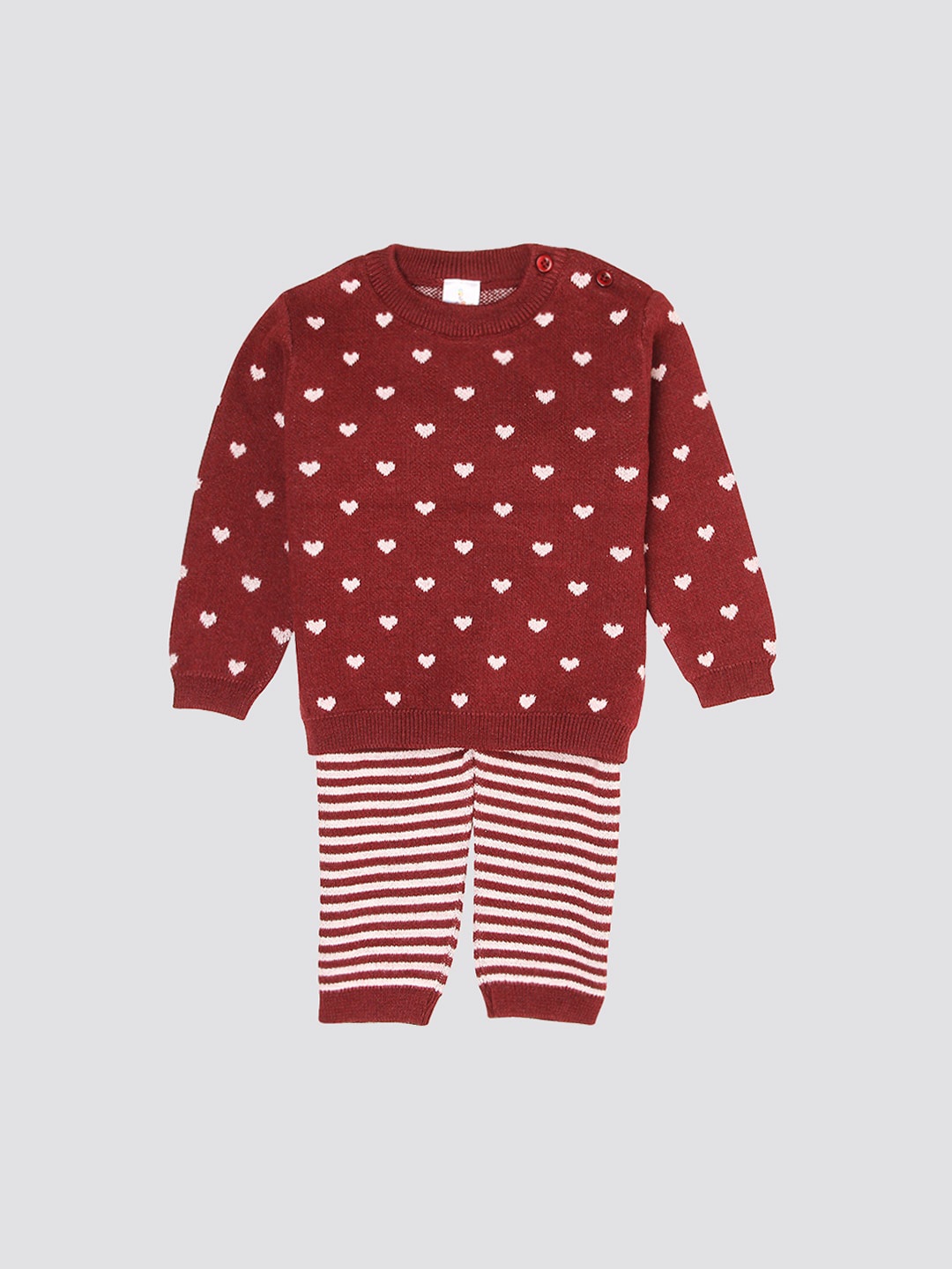 

PORTOBELLO Infants Two Piece Printed Acrylic Top With Pyjamas, Maroon