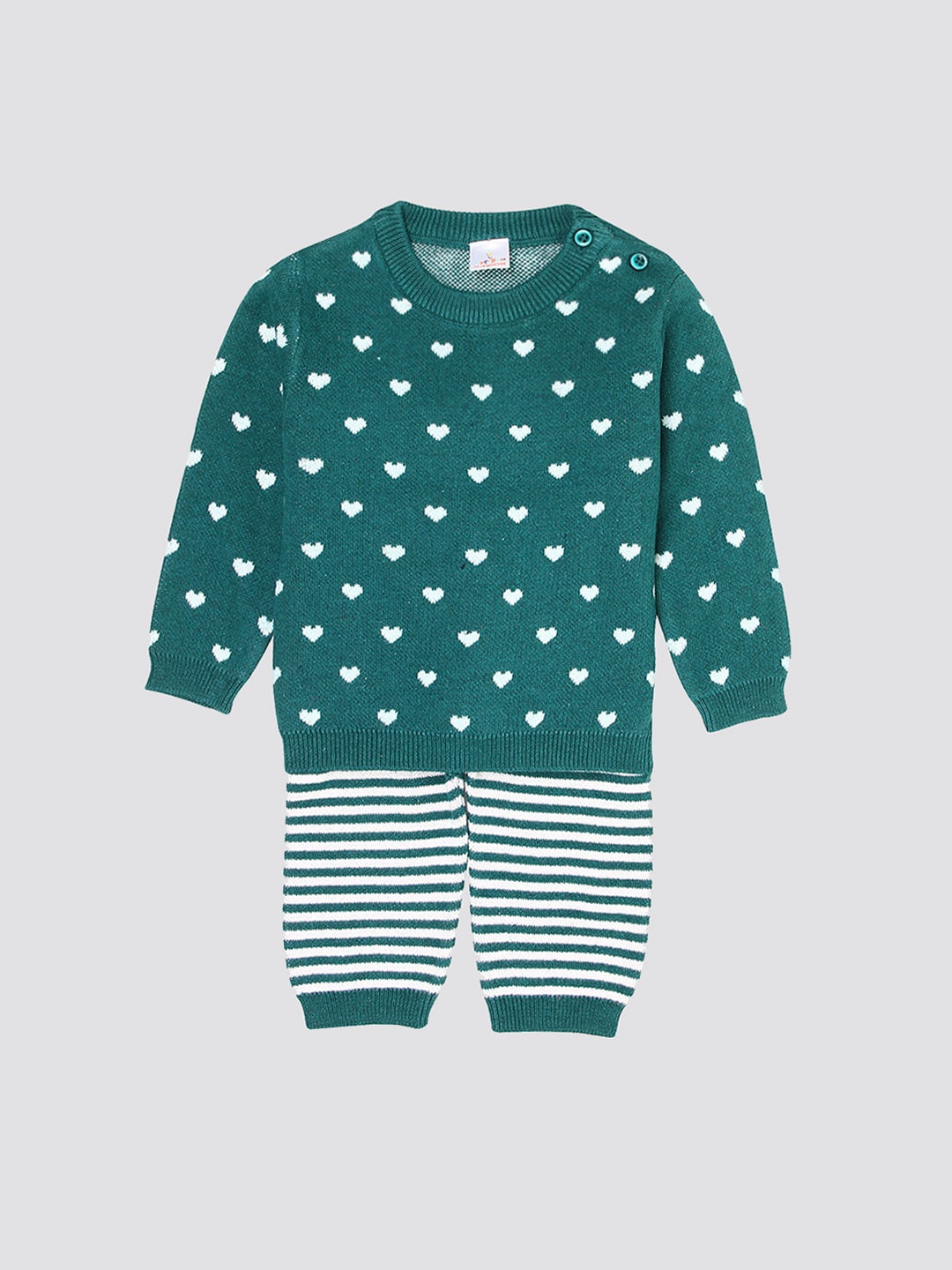 

PORTOBELLO Infants Boys Self Design Sweater with Pyjamas, Green