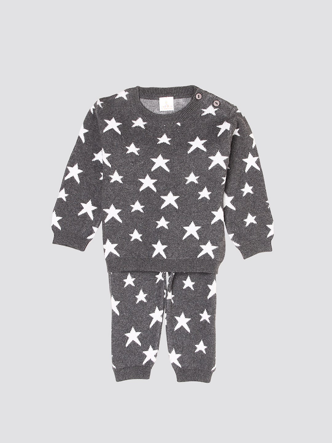 

PORTOBELLO Infants Boys Self Design Sweater with Pyjamas, Grey