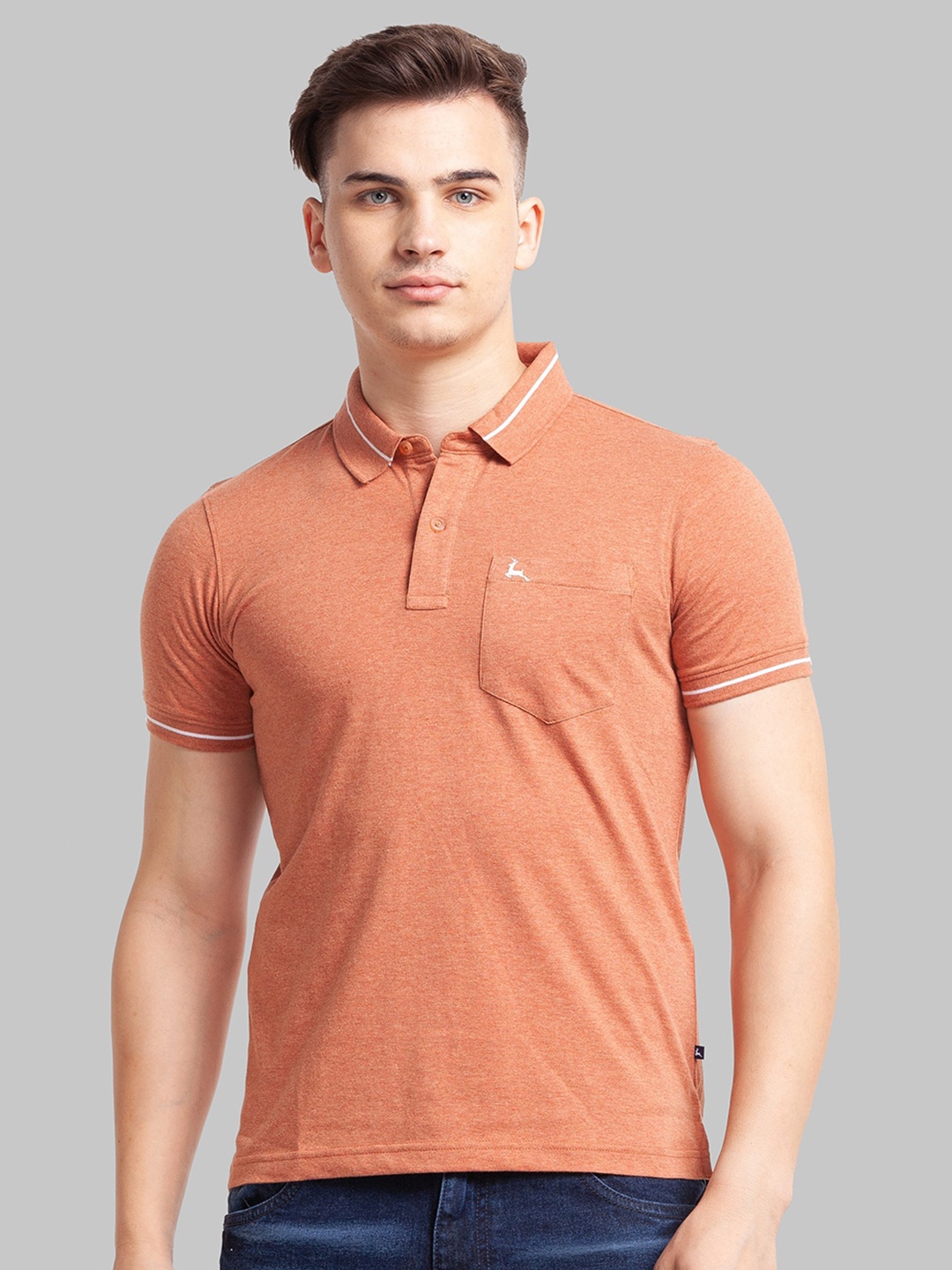 

Parx Men Polo Collar Cotton T-shirt, Brown