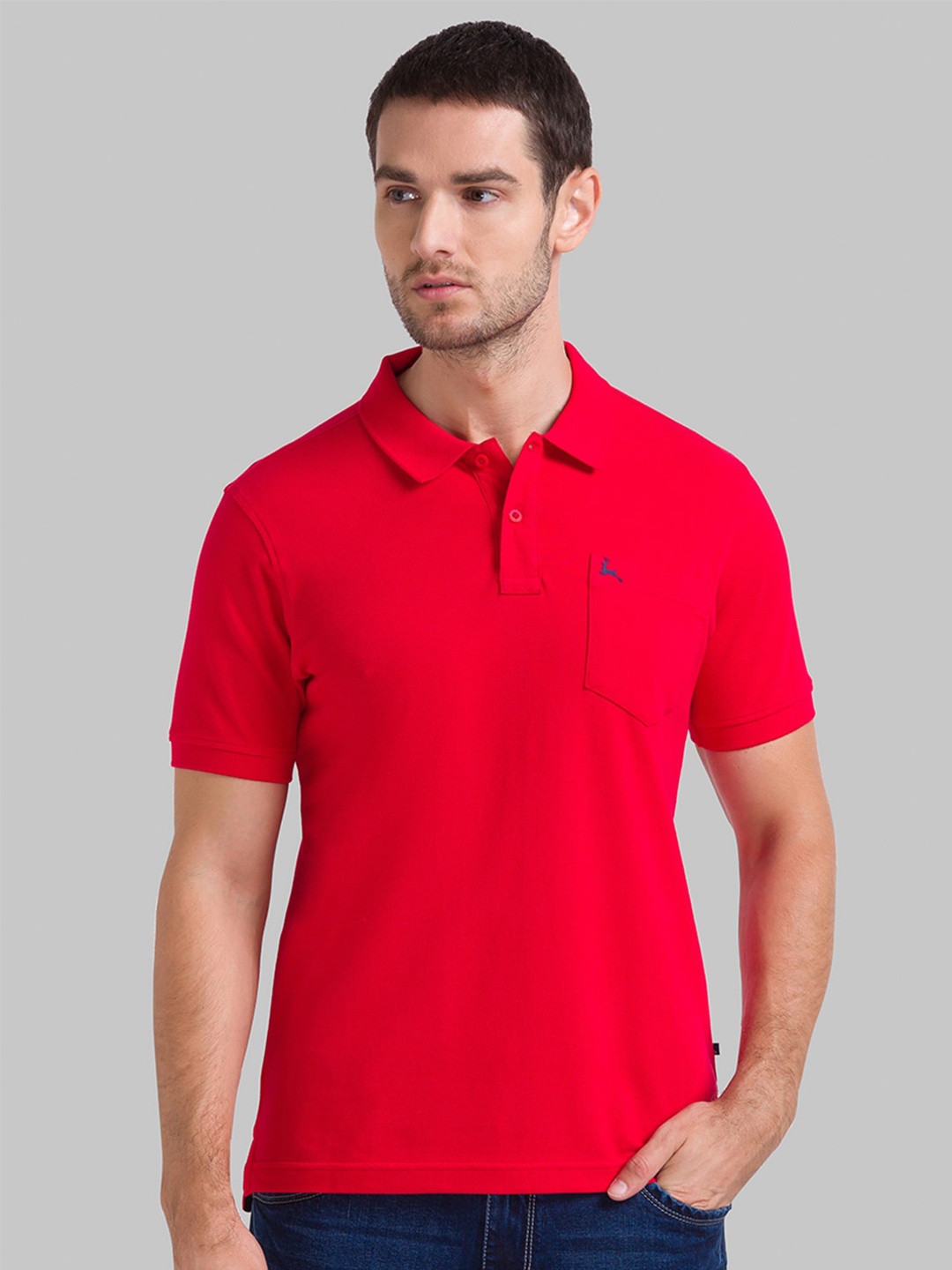 

Parx Men Polo Collar Cotton T-shirt, Red