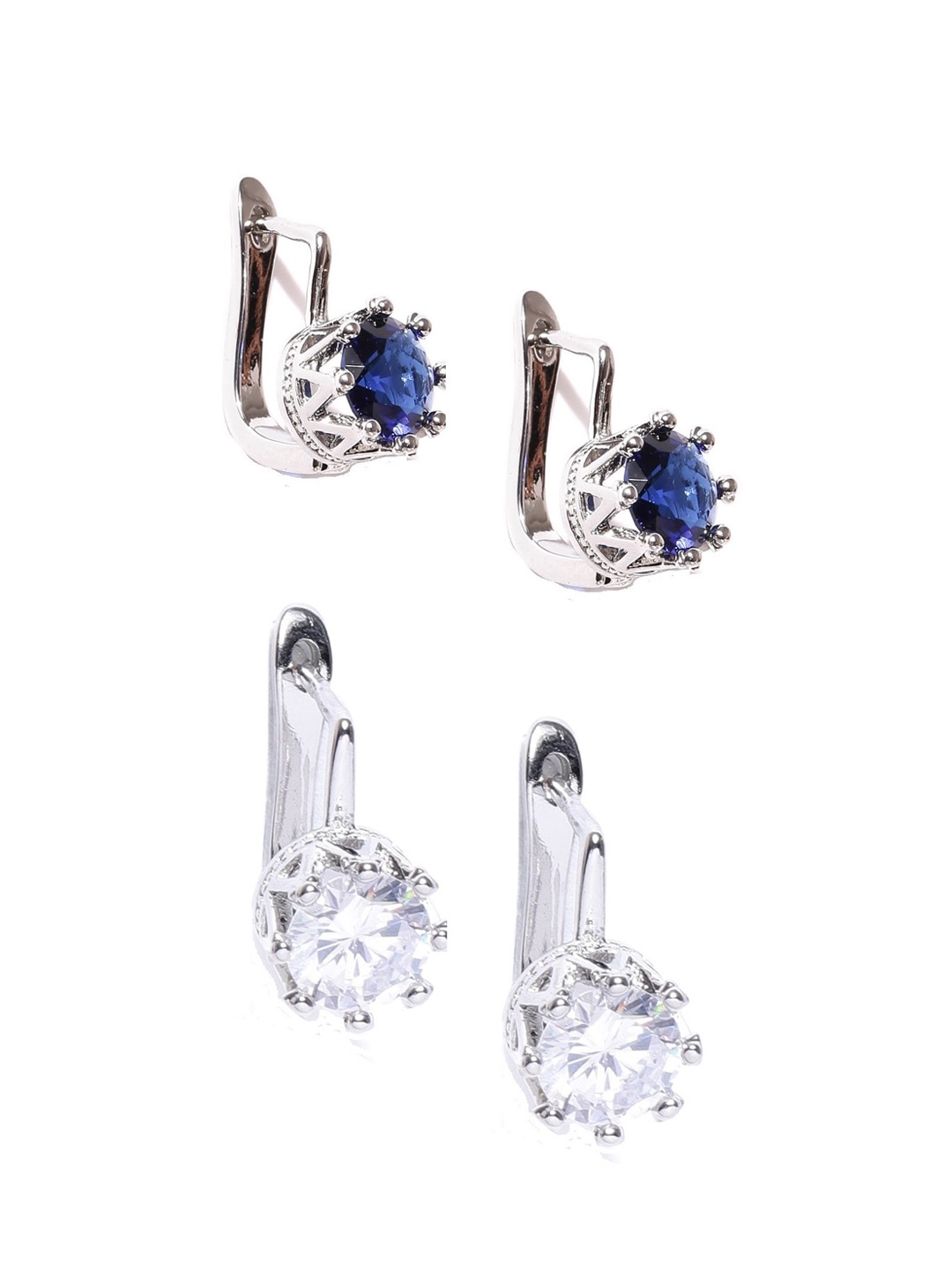 

OOMPH Set of 2 Cubic Zirconia Stud Earrings, Blue