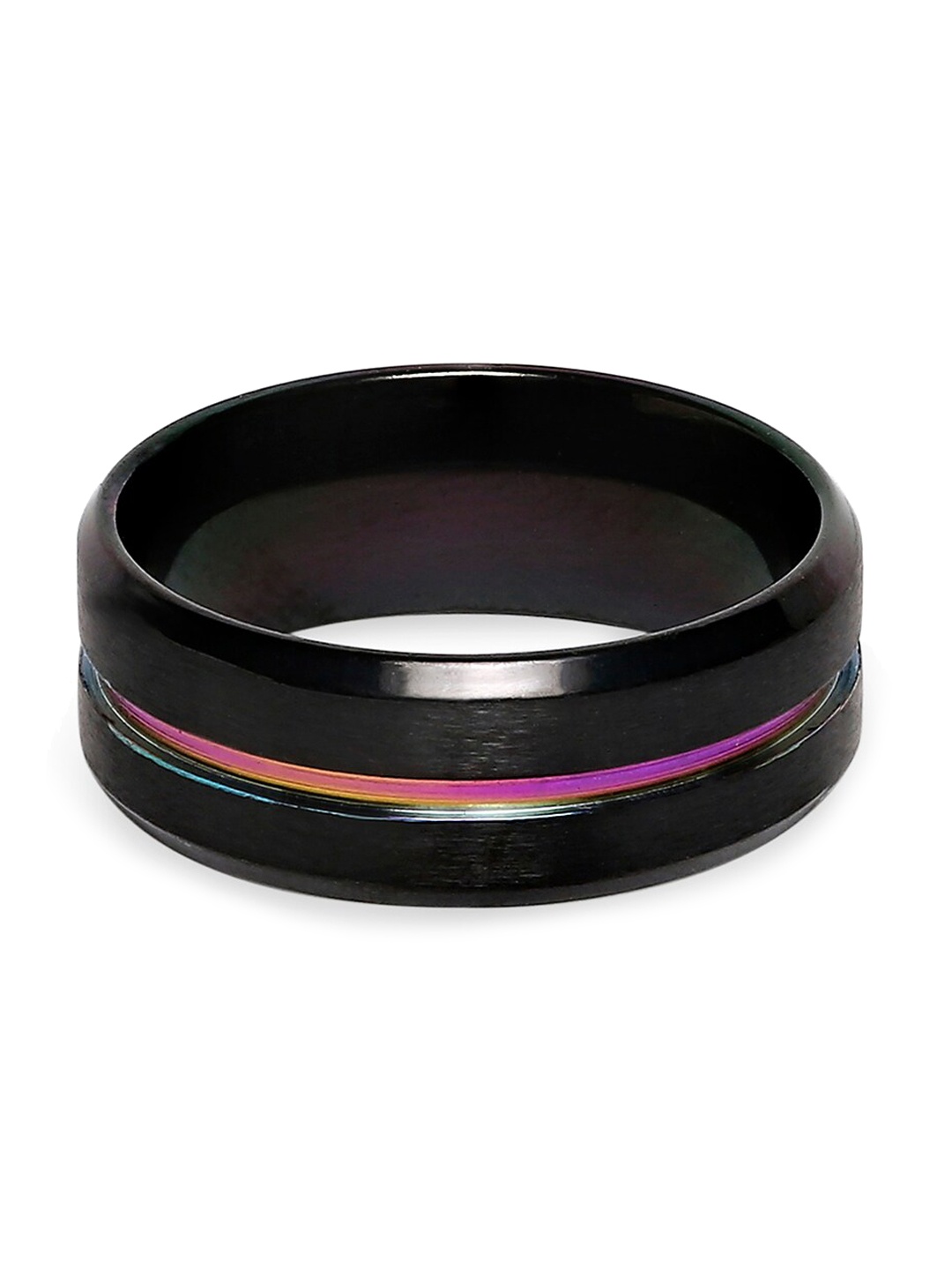 

OOMPH Men Tungsten Band Ring, Black