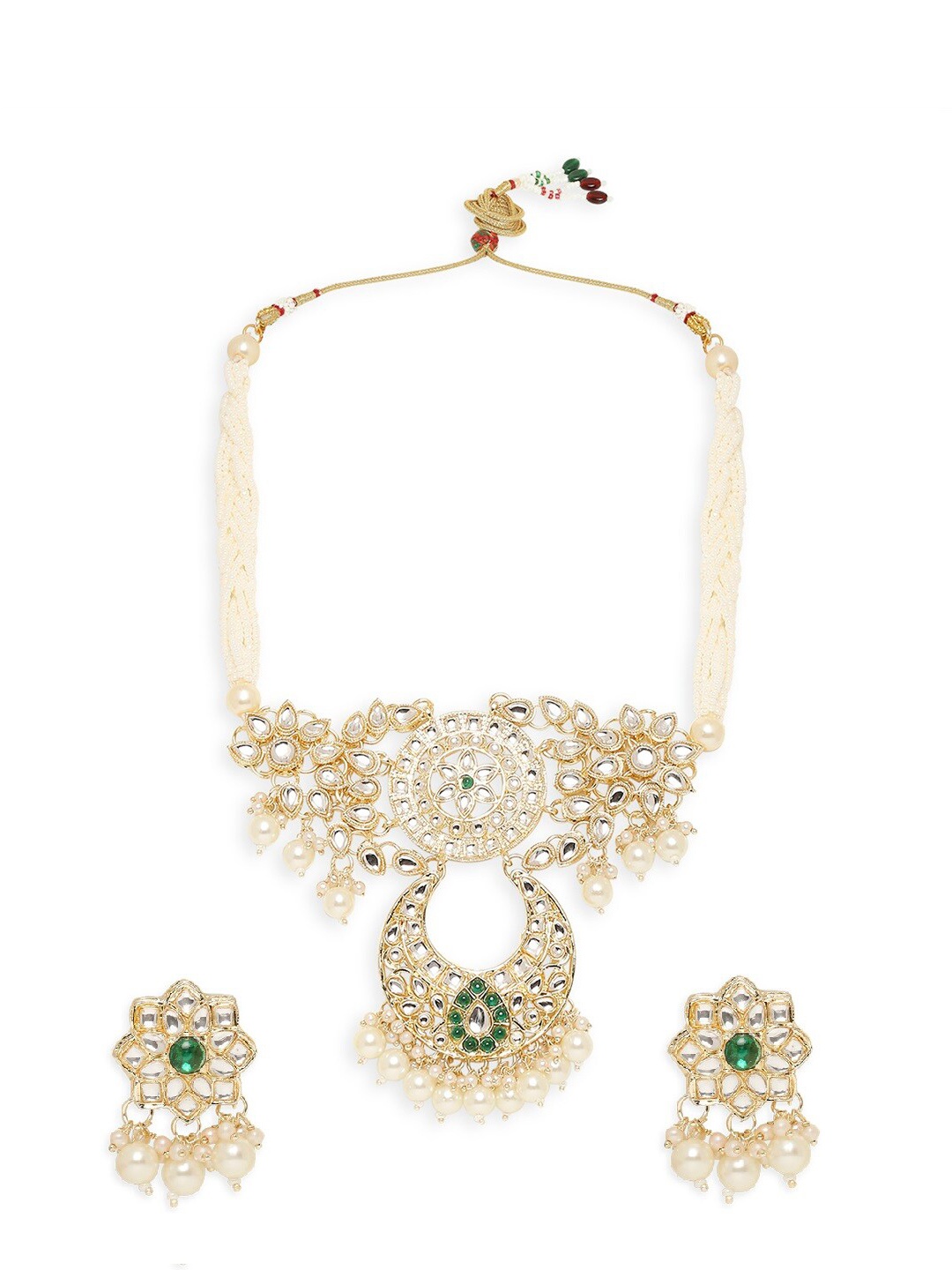 

OOMPH Kundan-Studded & Pearl Beaded Jewellery Set, White