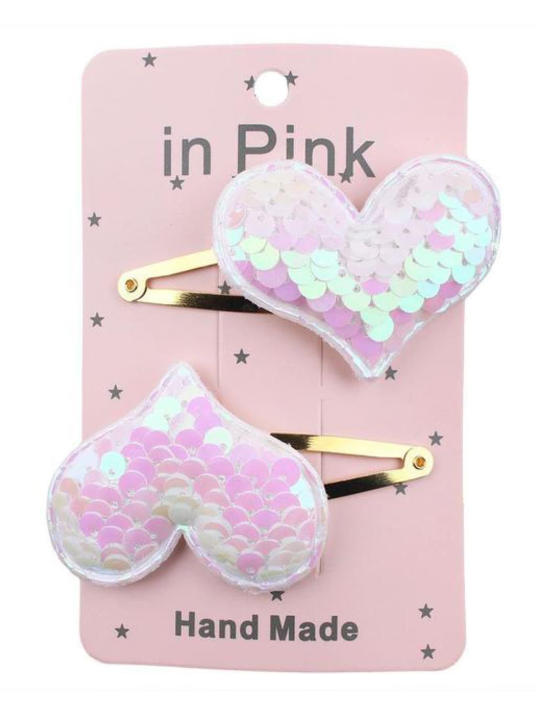 

OOMPH Girls Set Of 2 Embellished Plastic Tic Tac Hair Clips, Pink