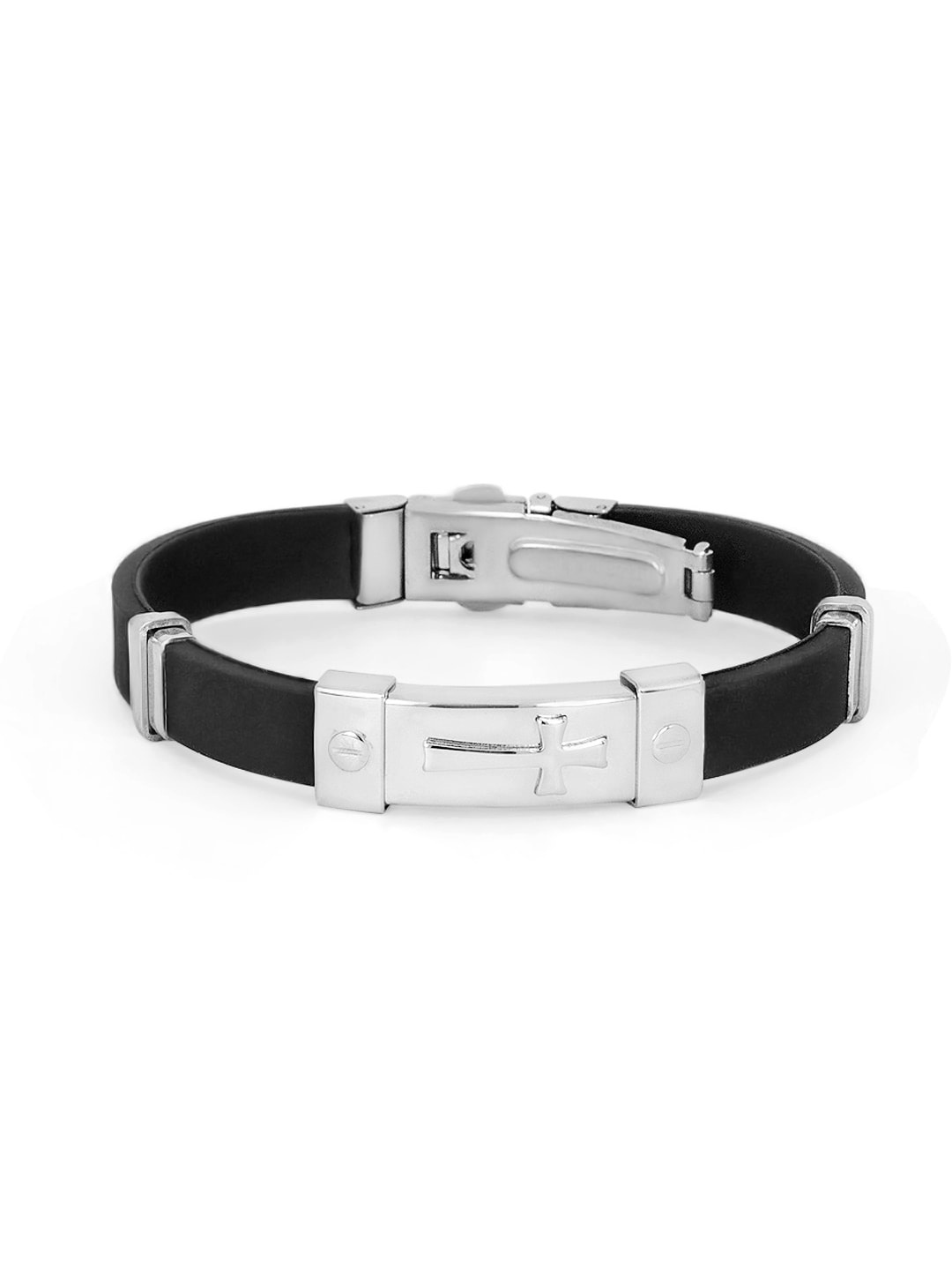 

OOMPH Men Foldover Closure Wraparound Bracelet, Black