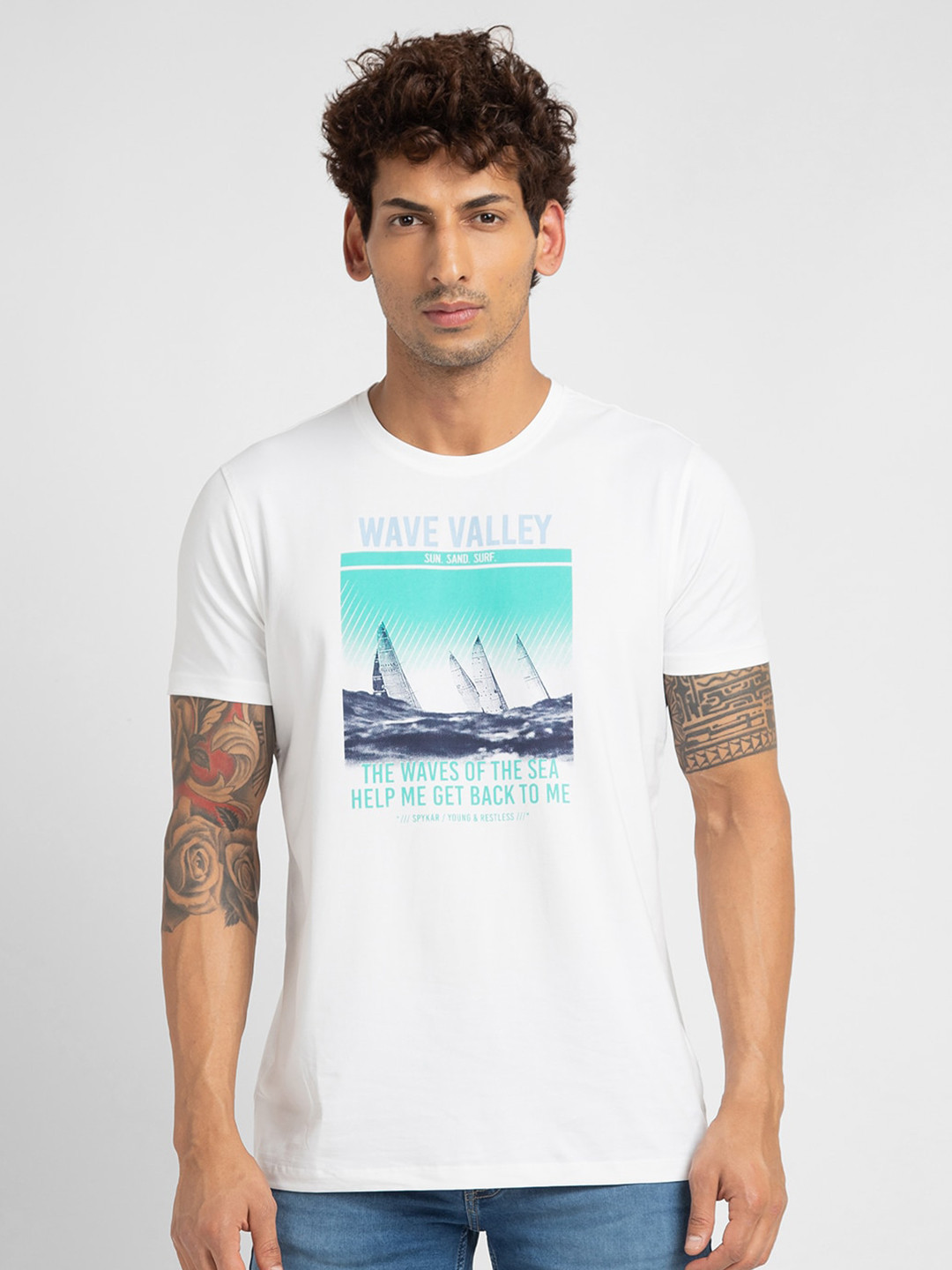 

SPYKAR Typography Printed Short Sleeve T-shirt, White